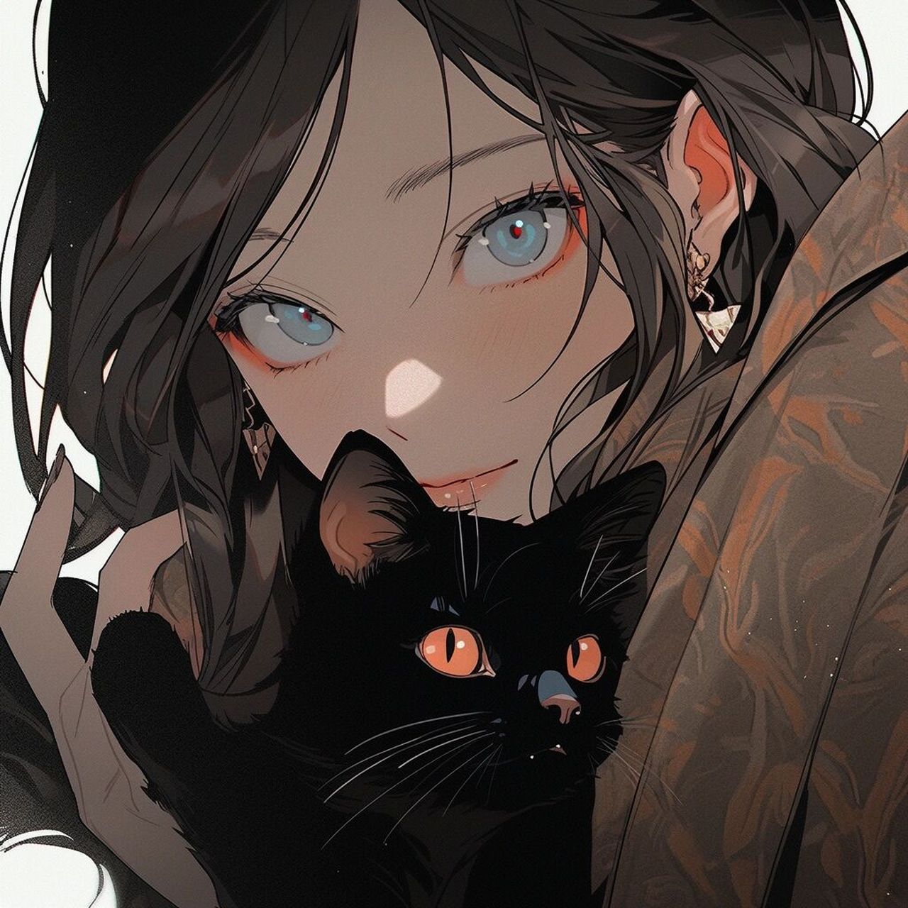 少女和她的黑猫警长来福🐱 治愈系氛围感少女头像 小坏猫!我生气喽