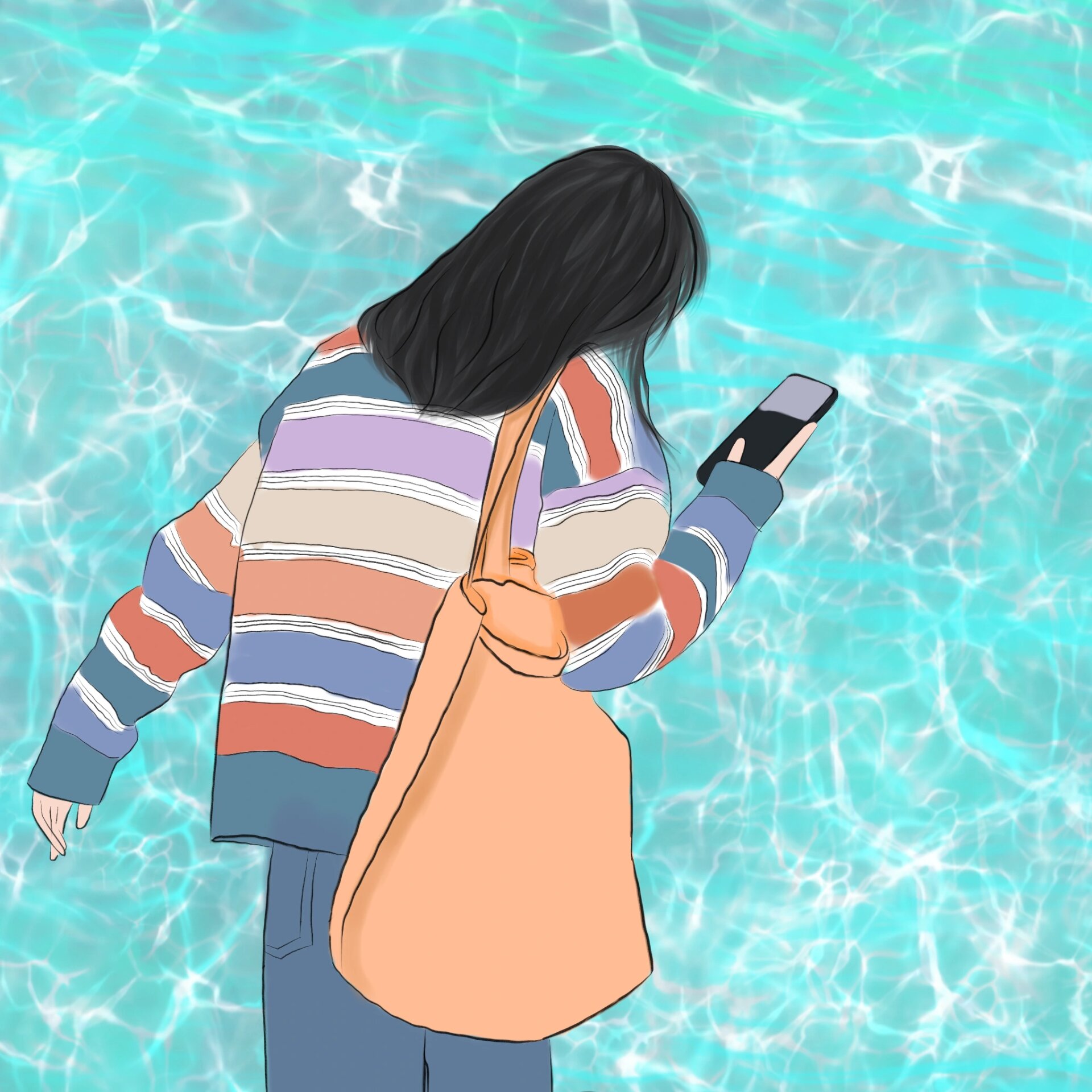 治愈系动漫女生背影头像