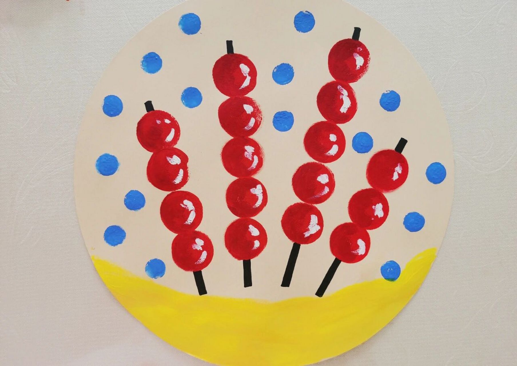 原创少儿创意绘画—冰糖葫芦(绘画步骤) 9097画这个作品的时候