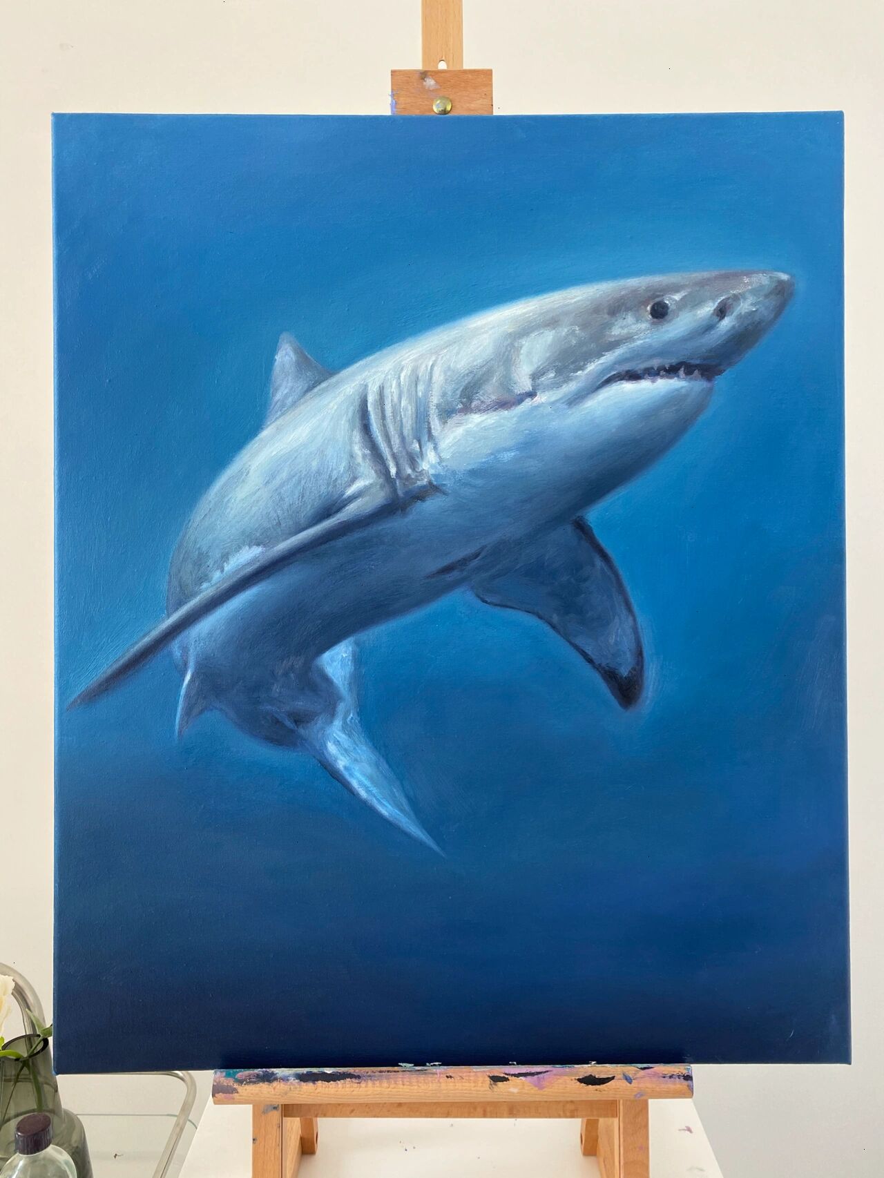 海底总动员的3d鲨鱼(丙烯油画深海教学教程)