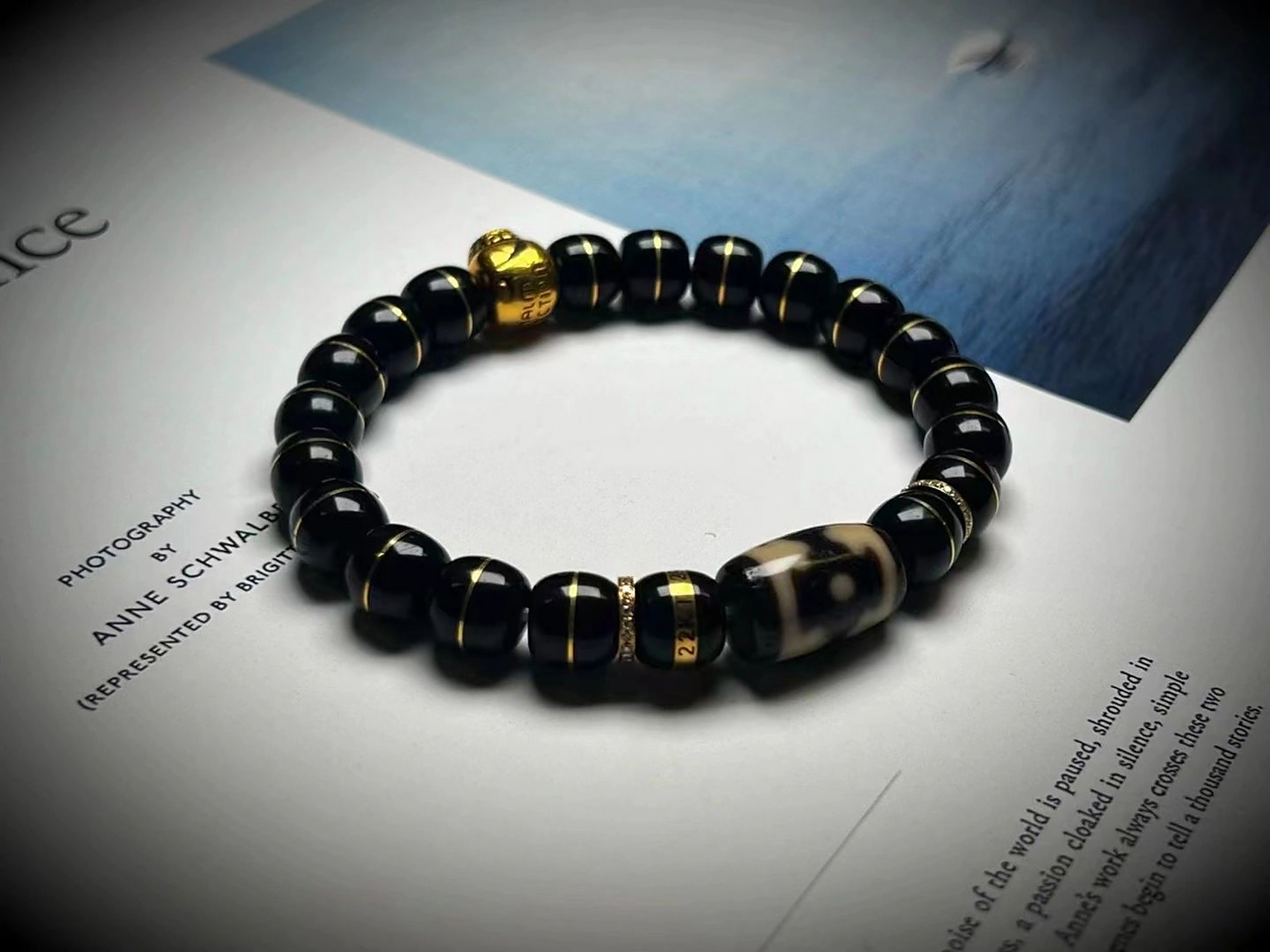 天珠搭配分享7915虎牙天珠 黑金椰蒂 98椰蒂和天珠的搭配,我