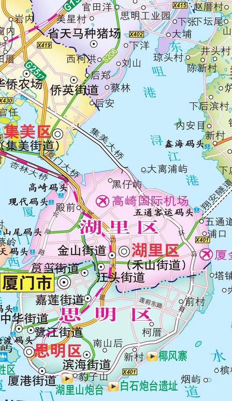 厦门岛北半边属于湖里区,南半边属于思明区