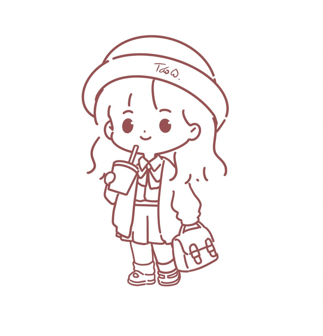 no.47 ootd每日穿搭/q版/简笔画/附线稿 小可爱