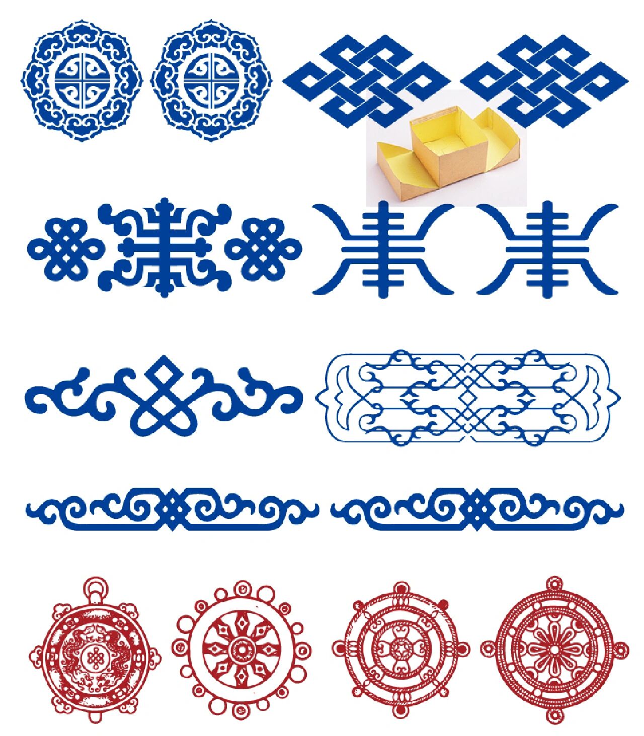 蒙古族图案纹样少数民族传统纹理插画剪纸花边装饰矢量ai素材设计