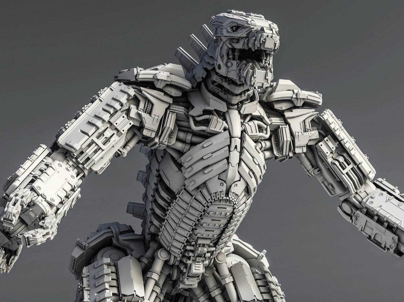 机械哥斯拉建模设计图稿 昨天发过好几版机械哥斯拉的概念设计图 但