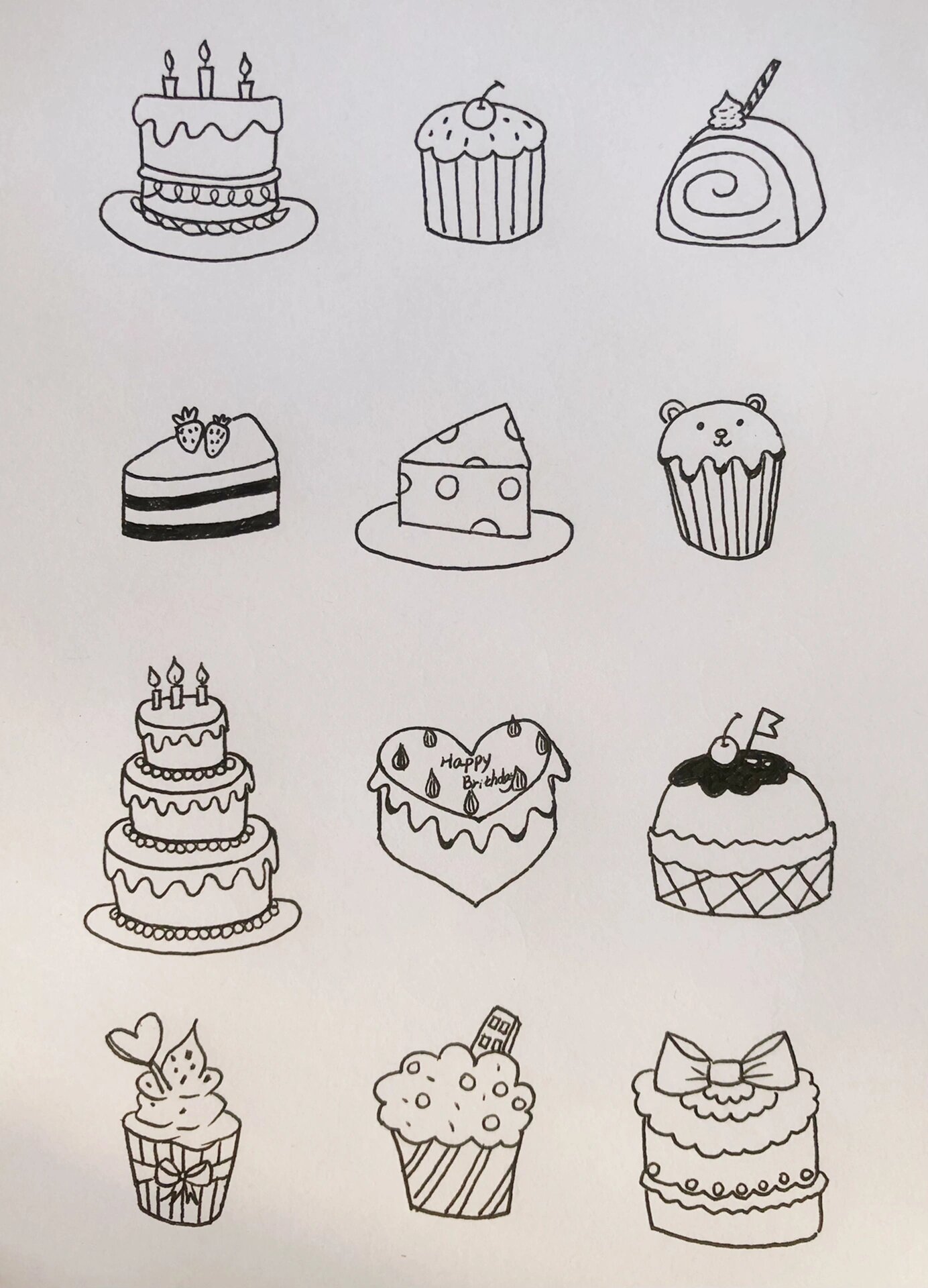 美味的蛋糕啊!零基础学画画线描简笔画