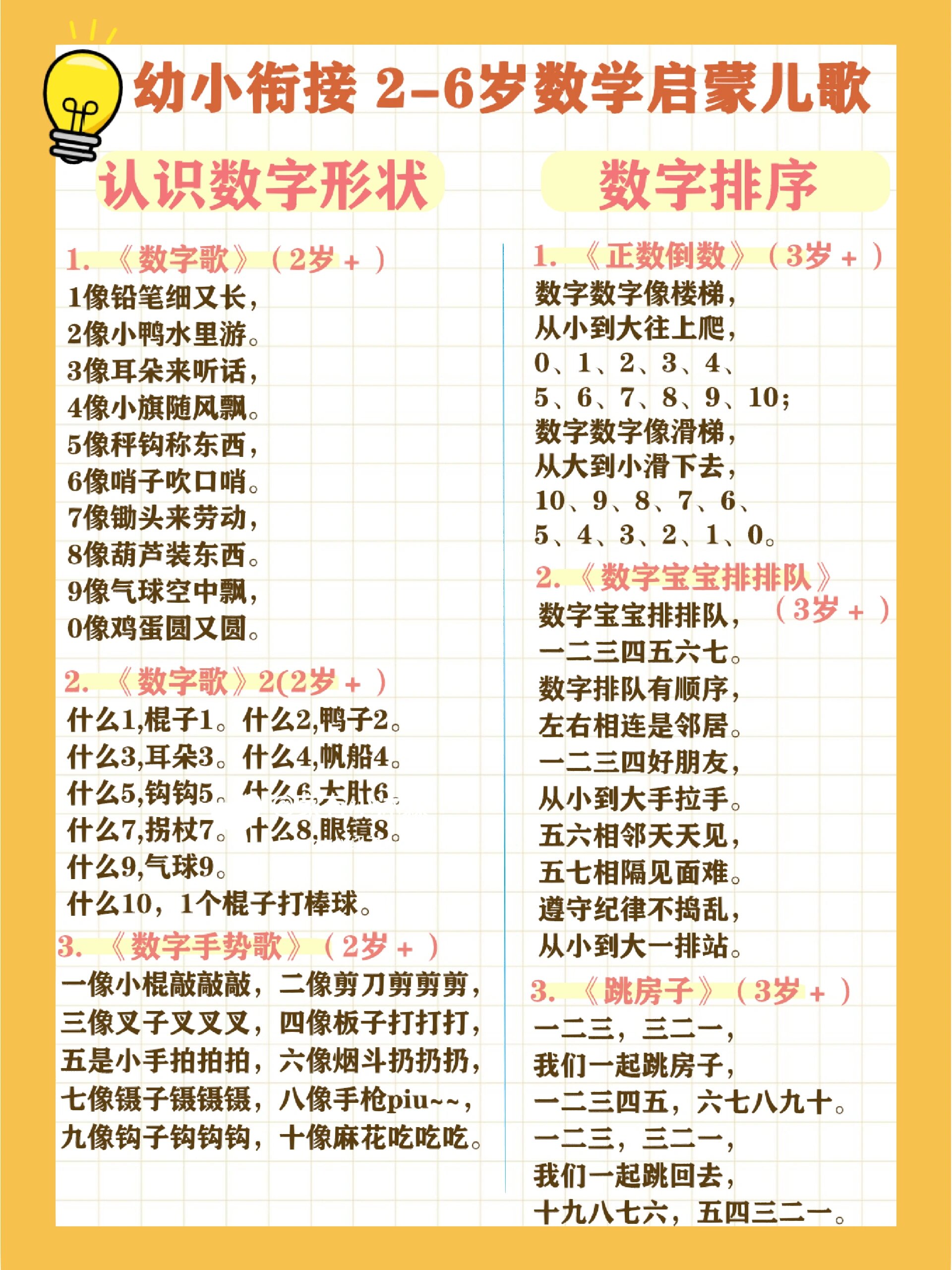 幼小衔接必背9725首数学启蒙口诀儿歌