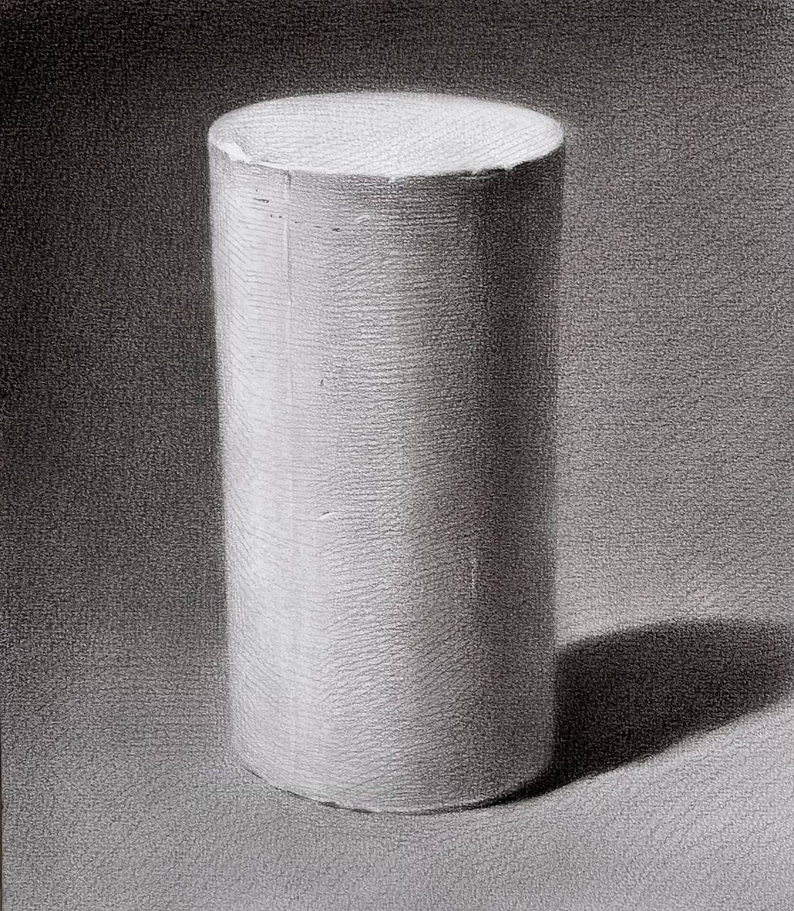 2022静物素描寒假班基础篇:圆柱体 画圆柱体需要注意:透视和过渡问题.