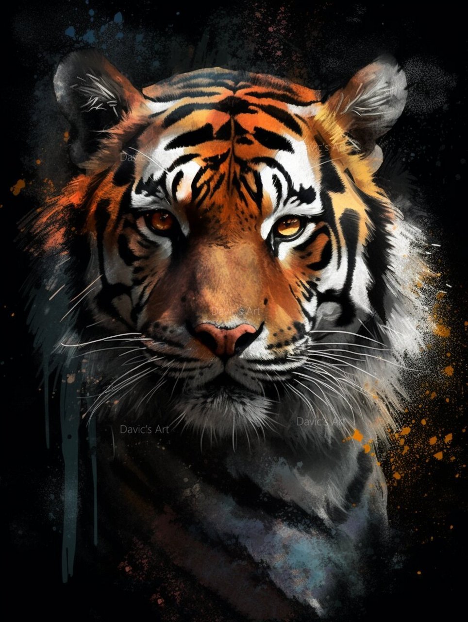 老虎-动物系列传统国风水墨艺术插画 动物系列,中国风水墨插画,想学的