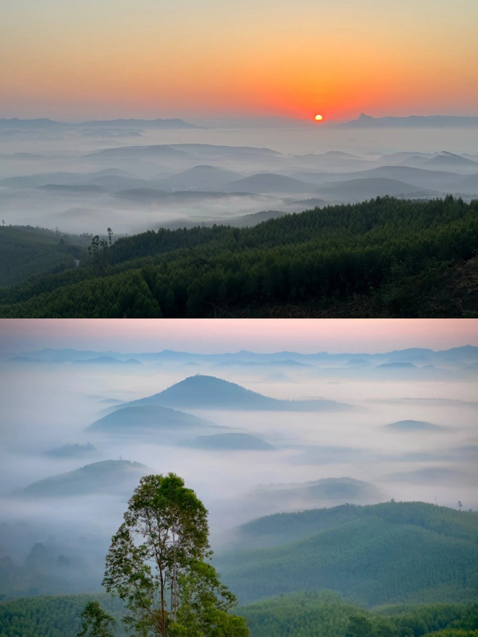 柳州山岔湾的云海日出火出圈97攻略来了 航拍的有两个方案 第一,去