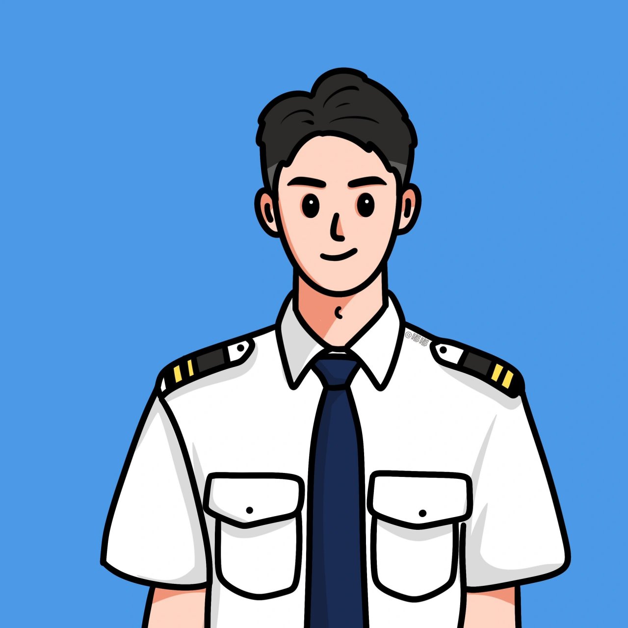 手绘男士头像 | 空少 飞行员证件照 男士头像  | 证件照 | 男士发型