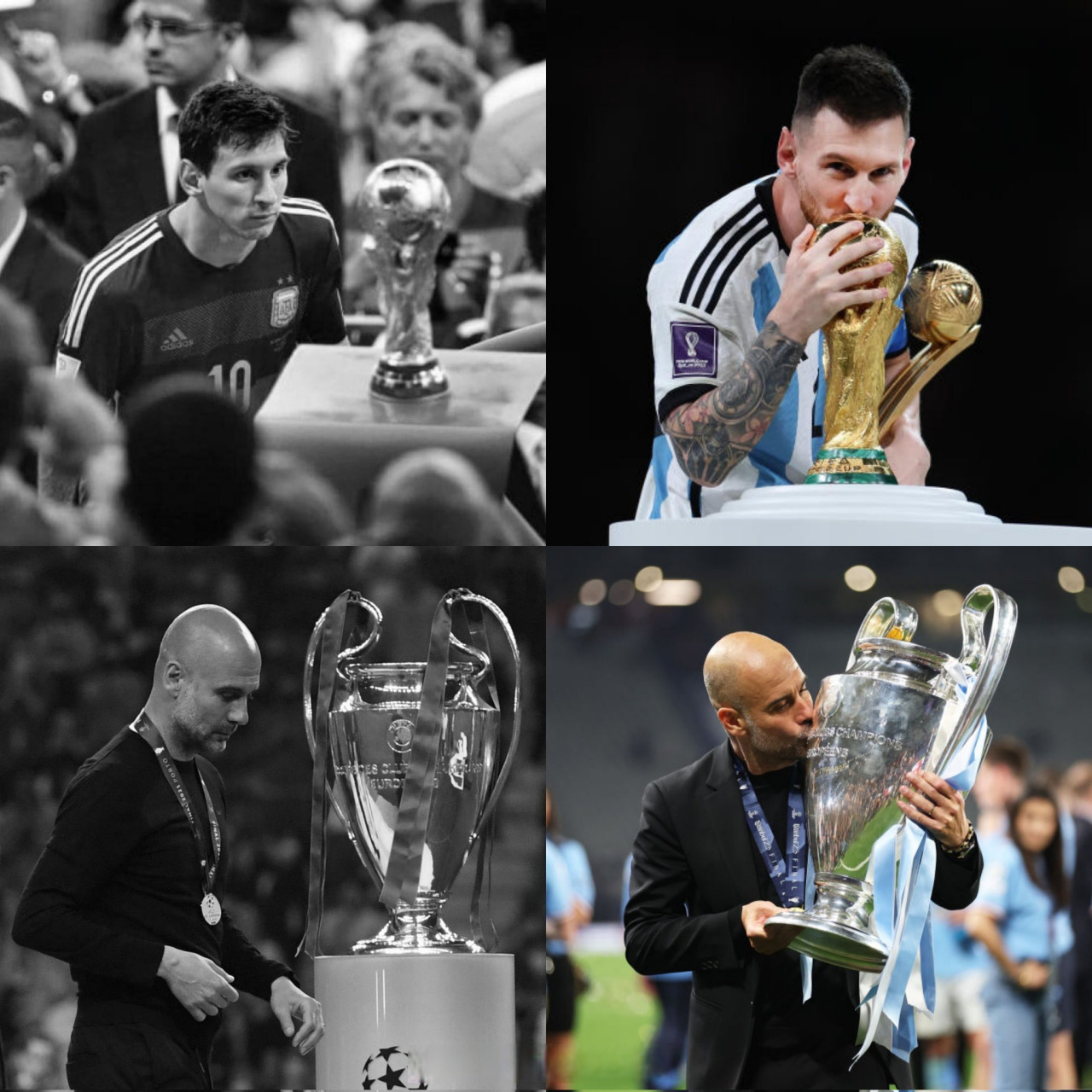 梅西&瓜迪奥拉 从一步之遥,到梦想成真  #瓜迪奥拉第3次夺得欧冠