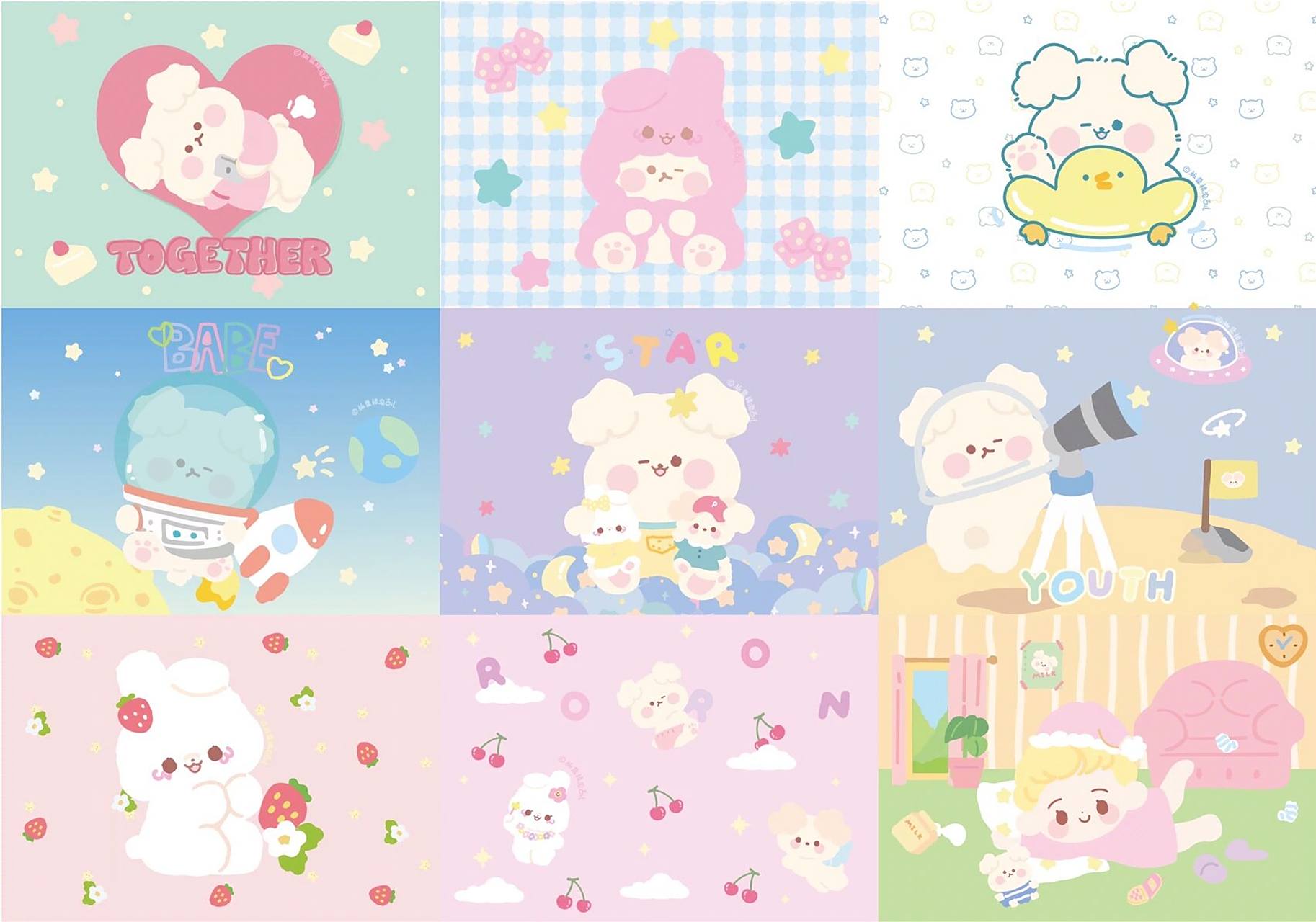 茸茸派对原创|甜甜ipad壁纸合集 藏在可爱的日子里