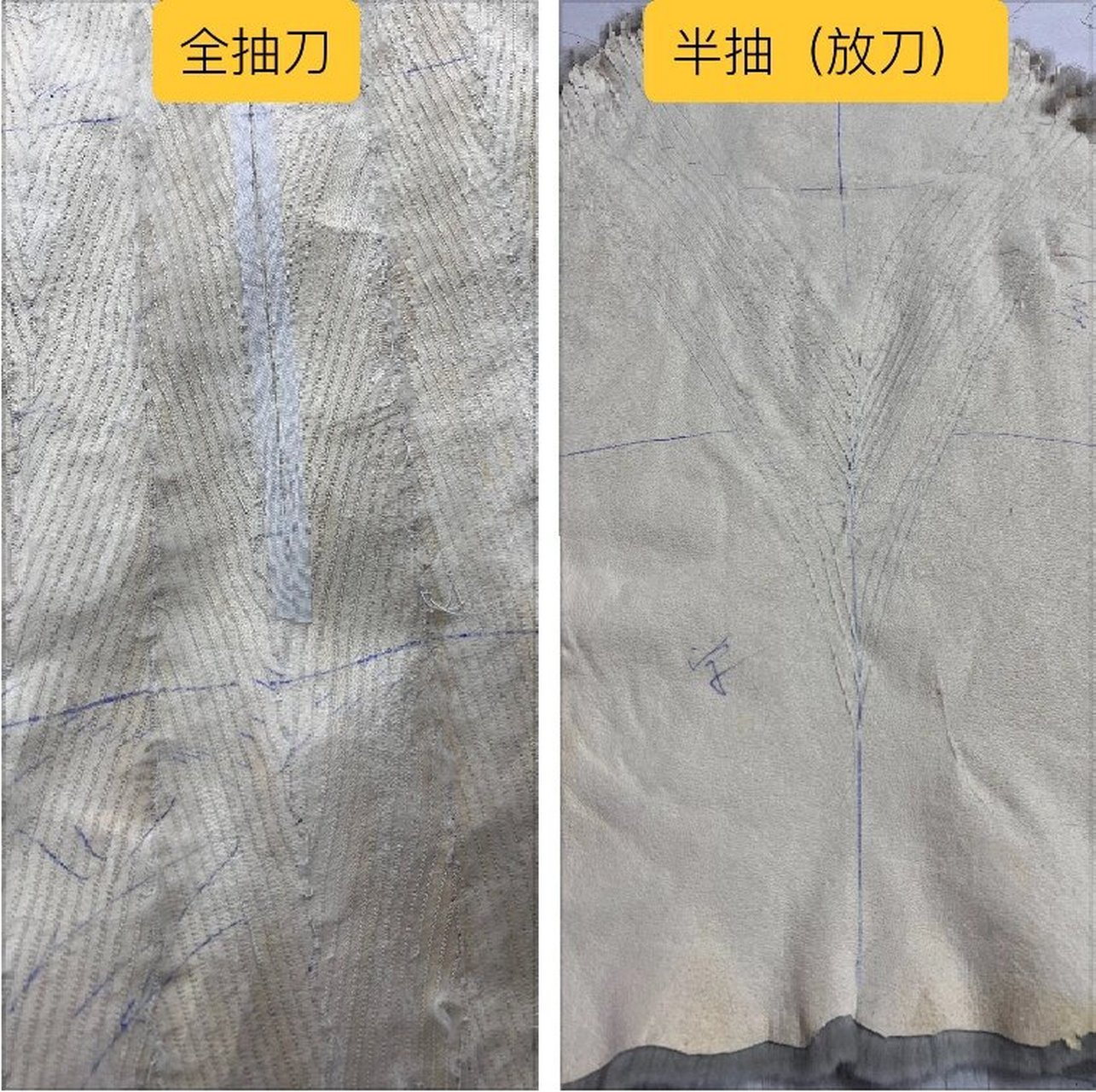 水貂全抽刀工艺与半抽刀,放刀工艺的区别 1:全抽
