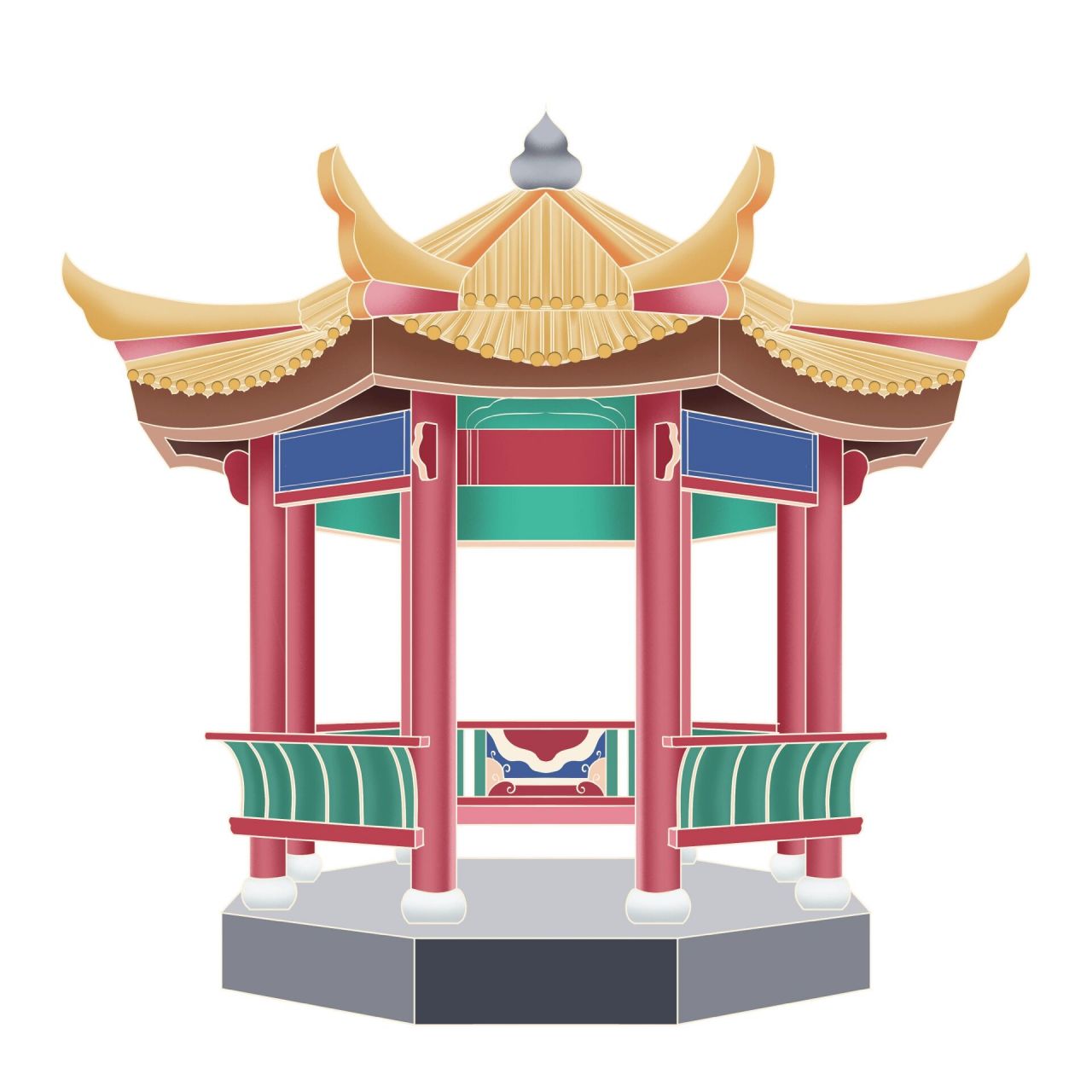 夏季95凉亭中国风97免抠素材 78今日素材 	 92夏季手绘噪点