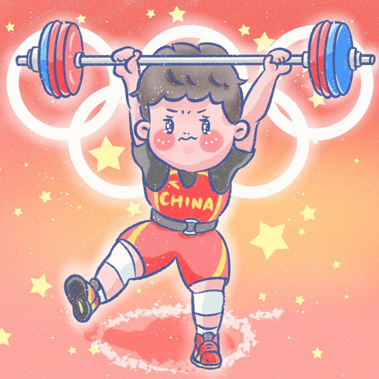 不知不觉已经画了三十多张中国奥运冠军的夺金精彩画面,记录下了难忘