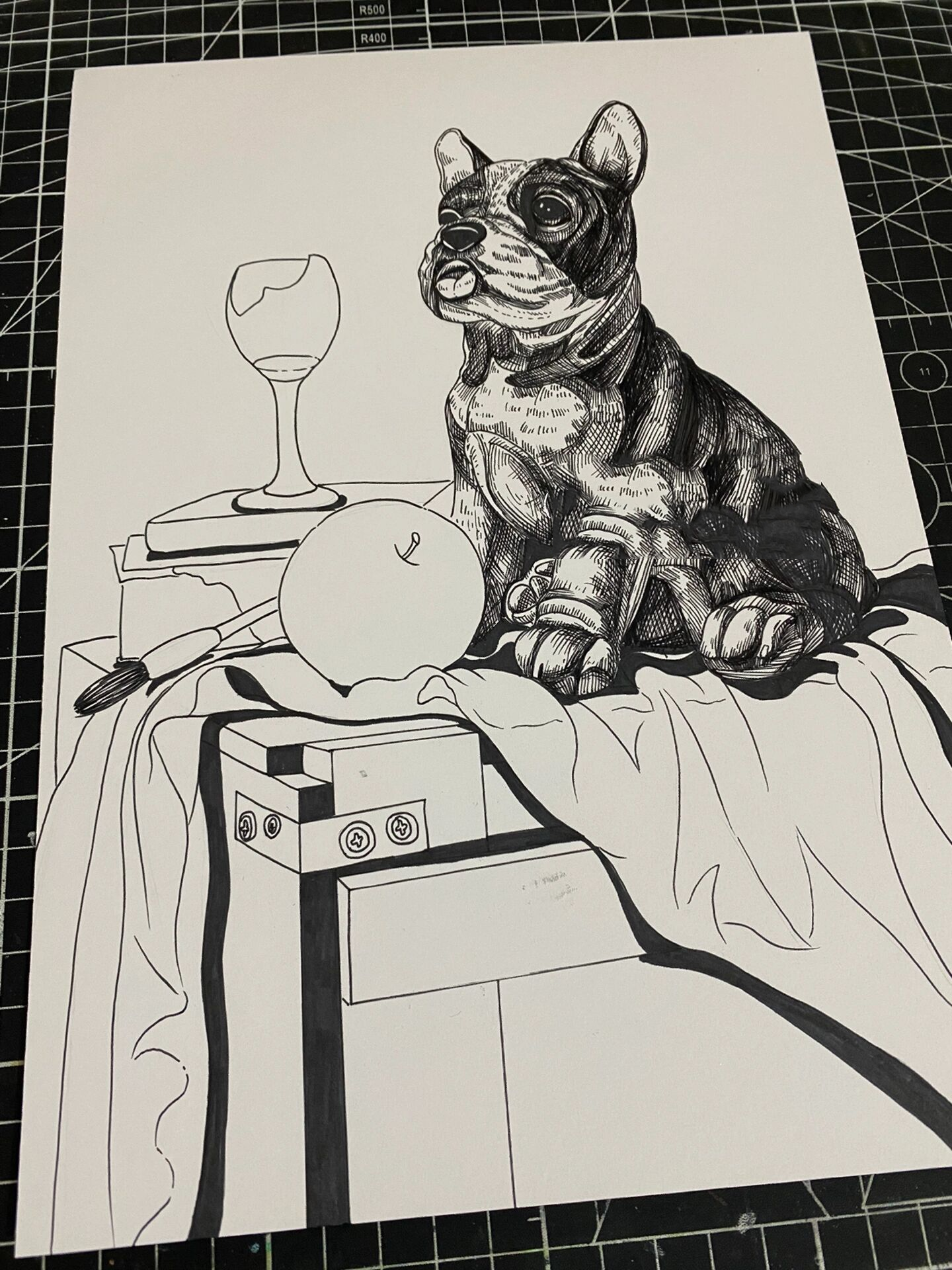 狗|静物黑白线描【附过程】