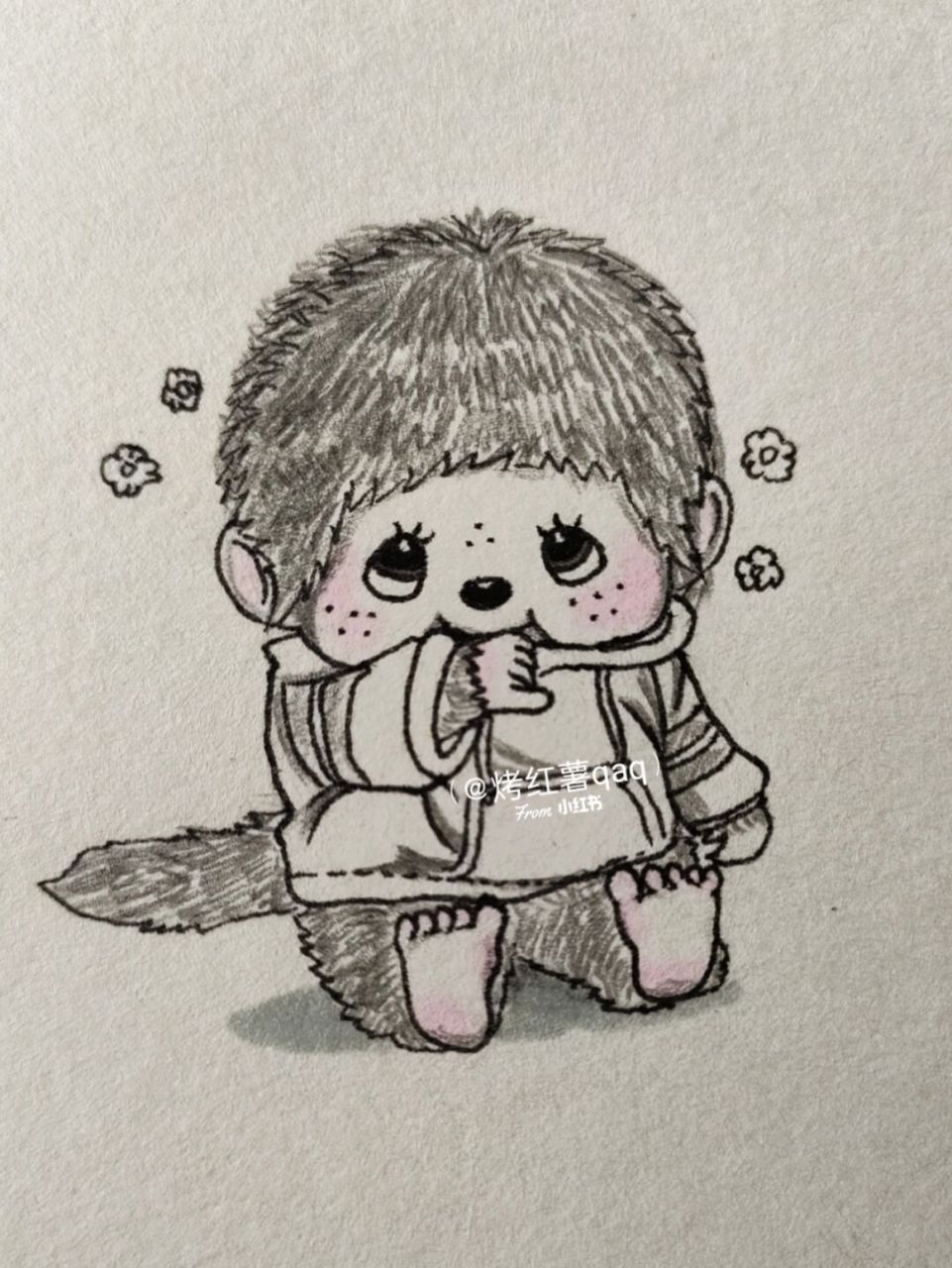 教你画一只嗦手手蒙奇奇! #简笔画教程# #简笔画# #蒙奇奇