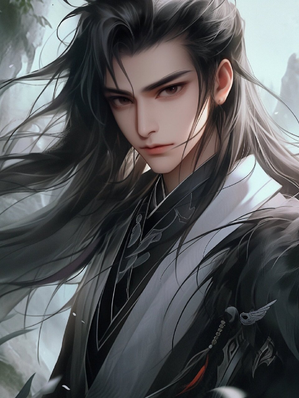 midjourney|水墨诸葛亮『鹤羽星尊』头像壁纸 鹤羽星尊男神 #诸葛亮鹤