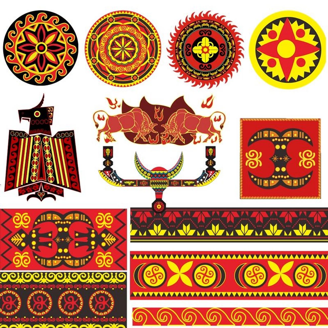 彝族少数民族中国传统纹样图形图案花纹 辅助图形ai矢量设计花纹素材