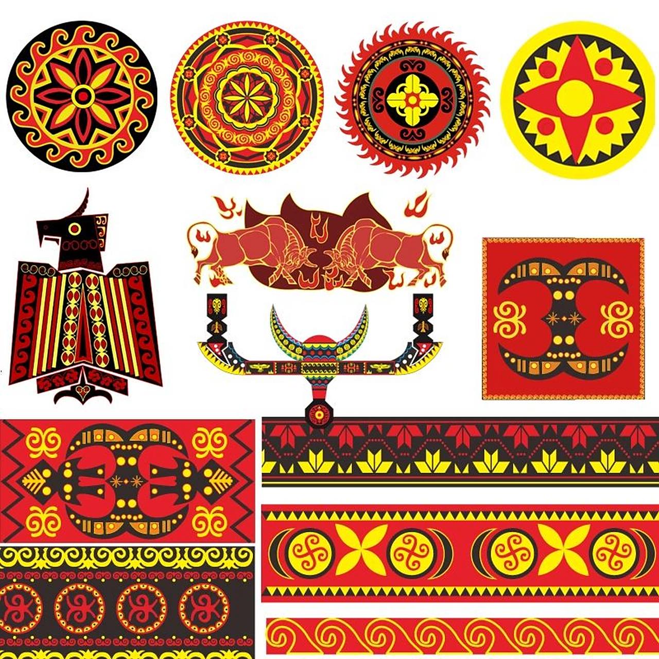 彝族少数民族中国传统纹样图形图案花纹 辅助图形ai矢量设计花纹素材