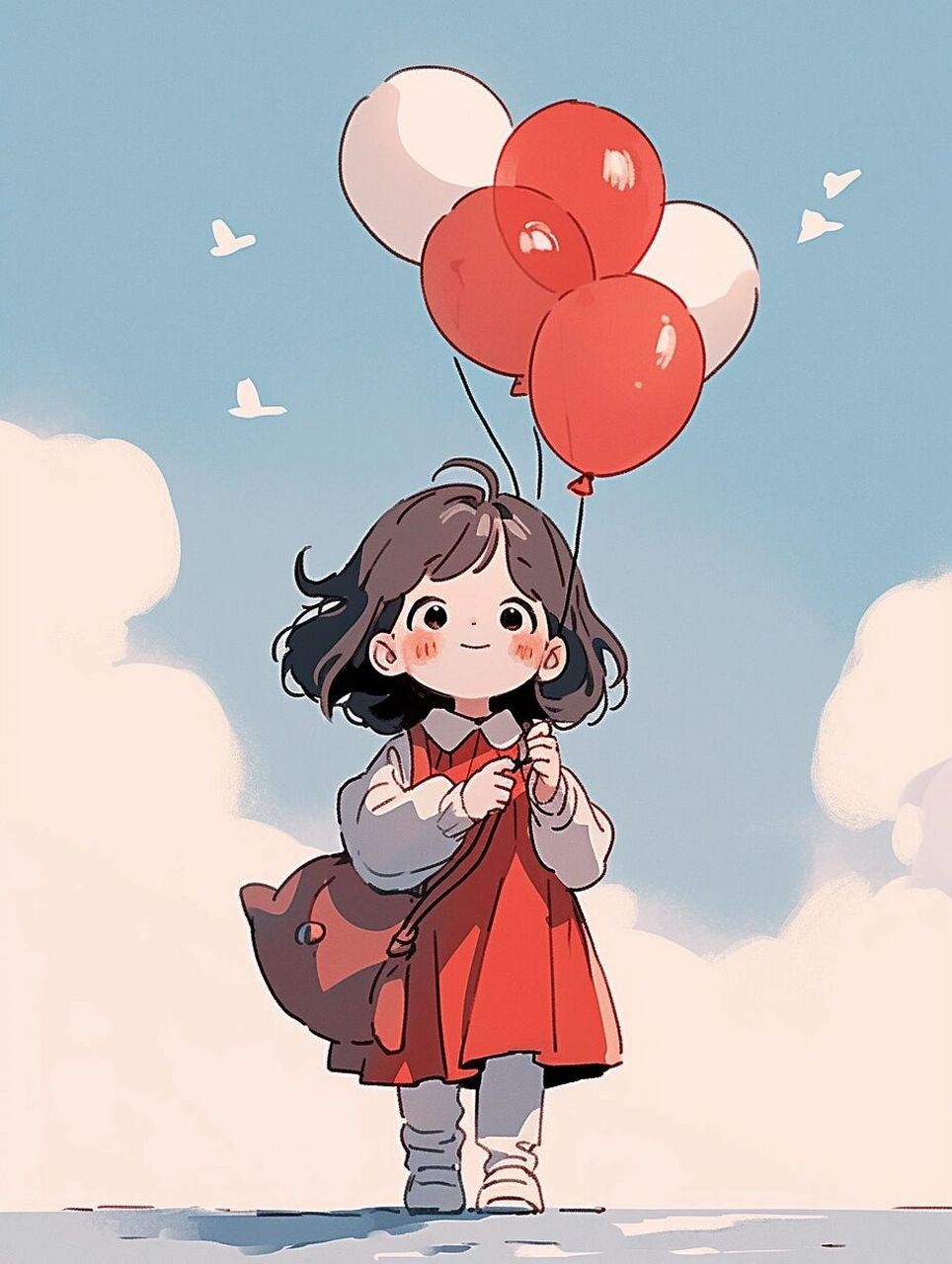 分享一组超可爱女生拿气球头像