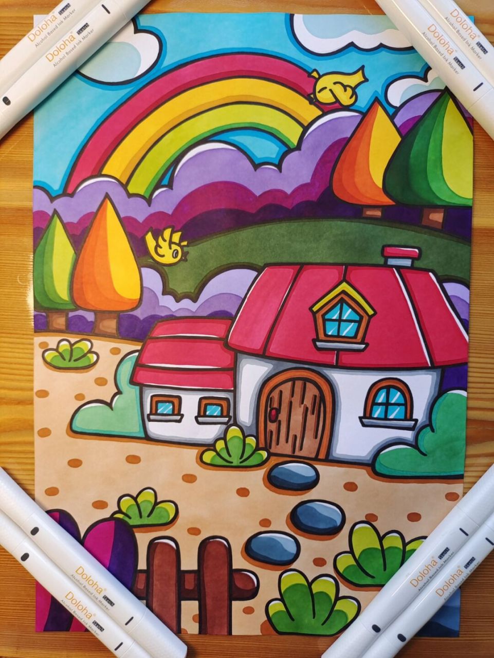 马克笔房子系列手绘(附原图) 儿童画马克笔房子系列,最后三张原图