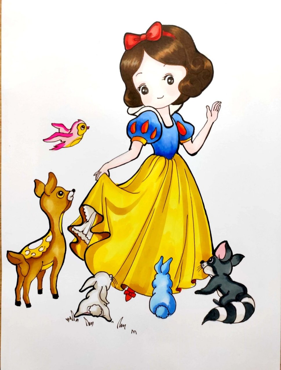 美丽又善良的白雪公主临摹(步骤图) 马克笔手绘