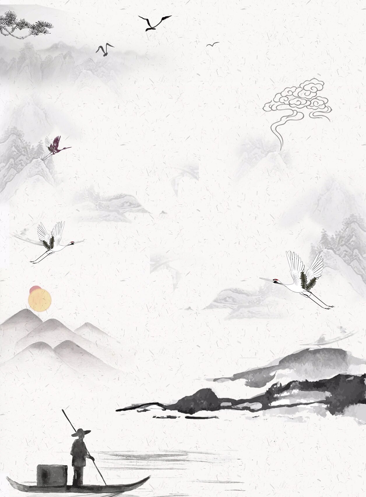 素材分享|国风水墨山水画⛰️海报背景底图