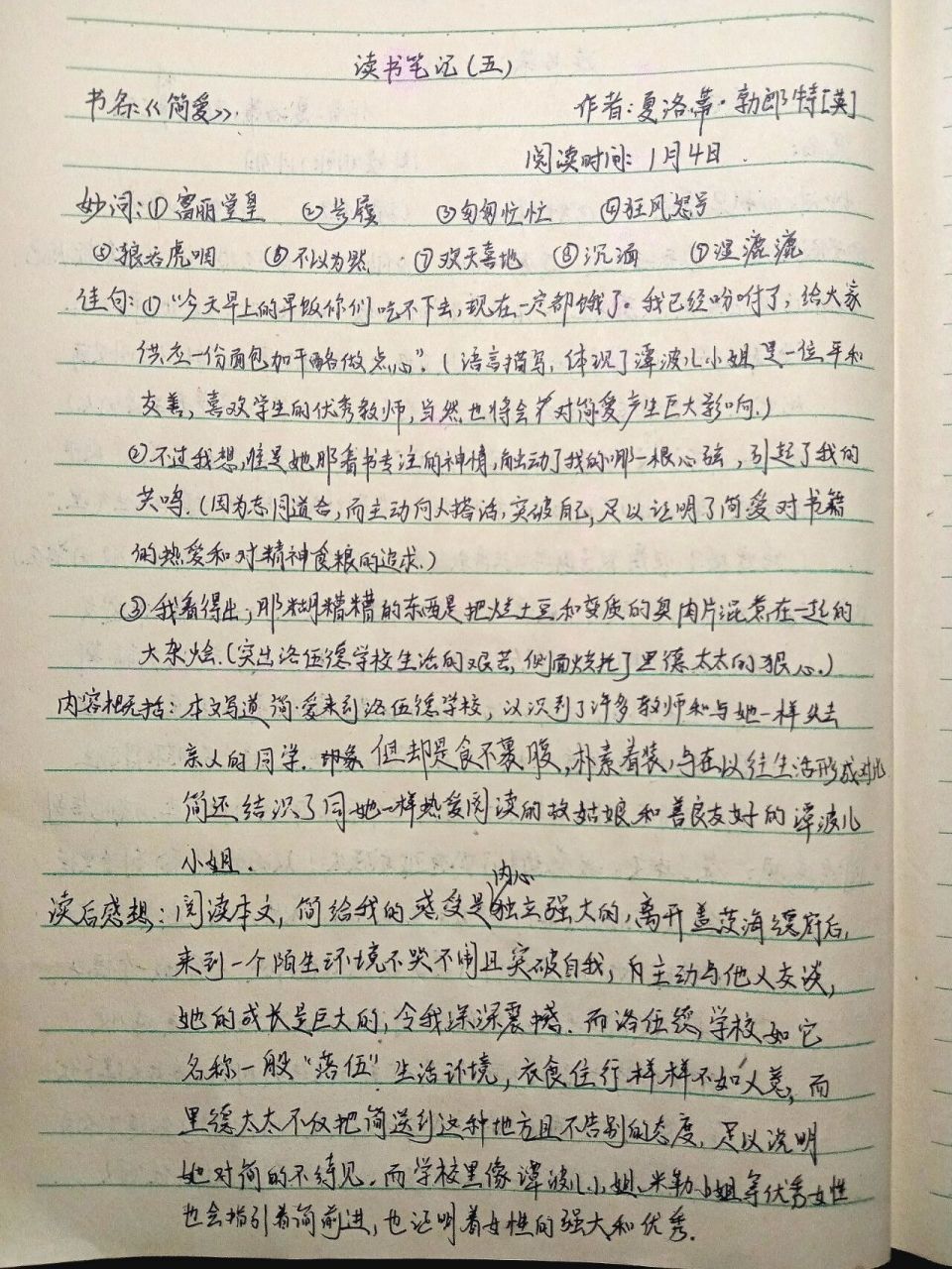 读书笔记《简爱》第四,五章