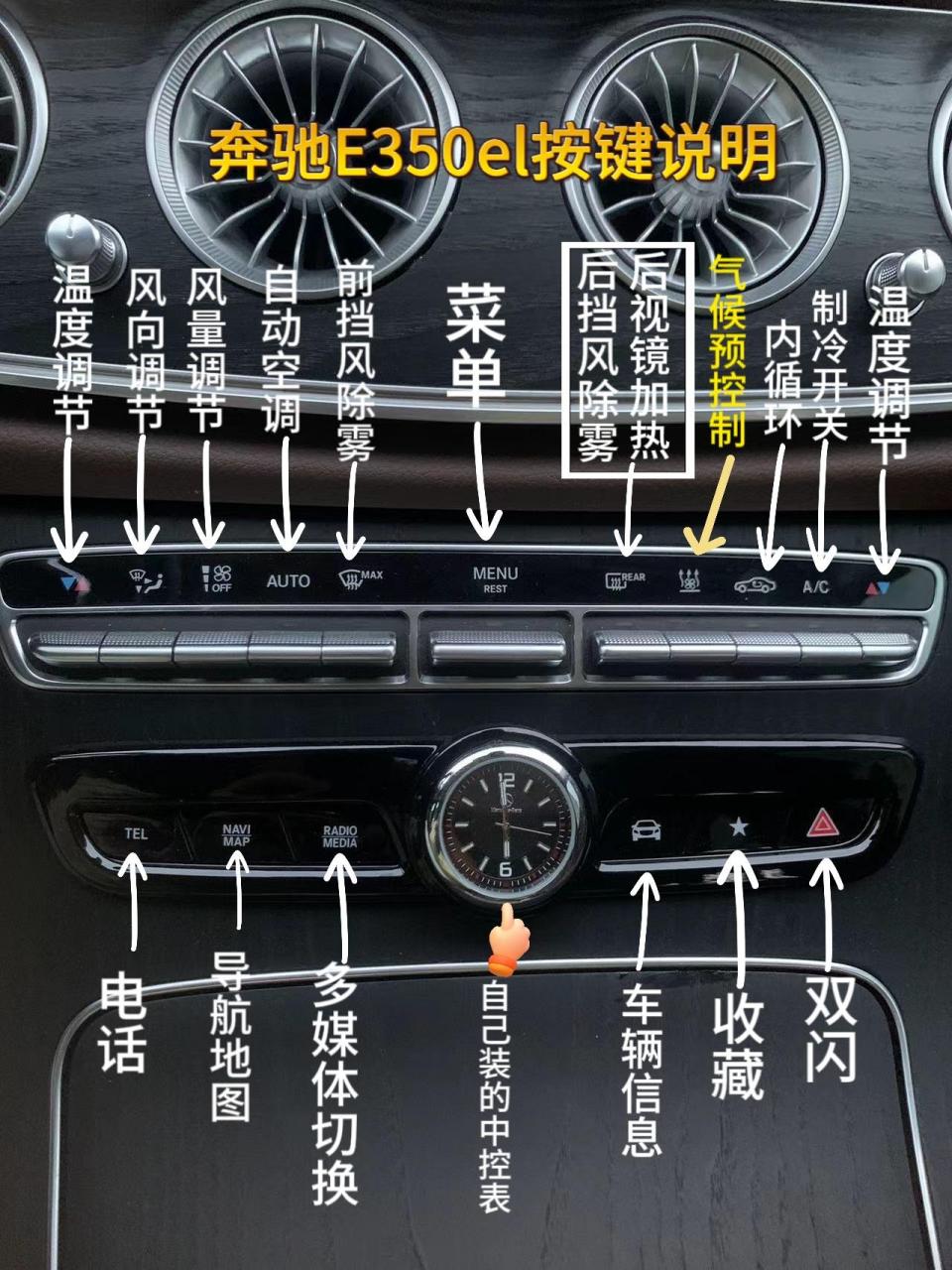 奔驰e300 e260 e350el按键说明操作大全!学会不求人!