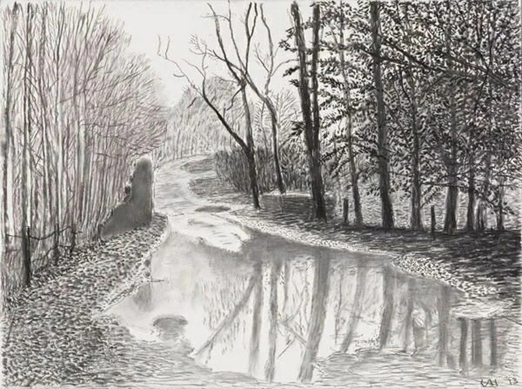 大卫·霍克尼 素描风景作品赏析 91大卫·霍克尼,1937年生于英国