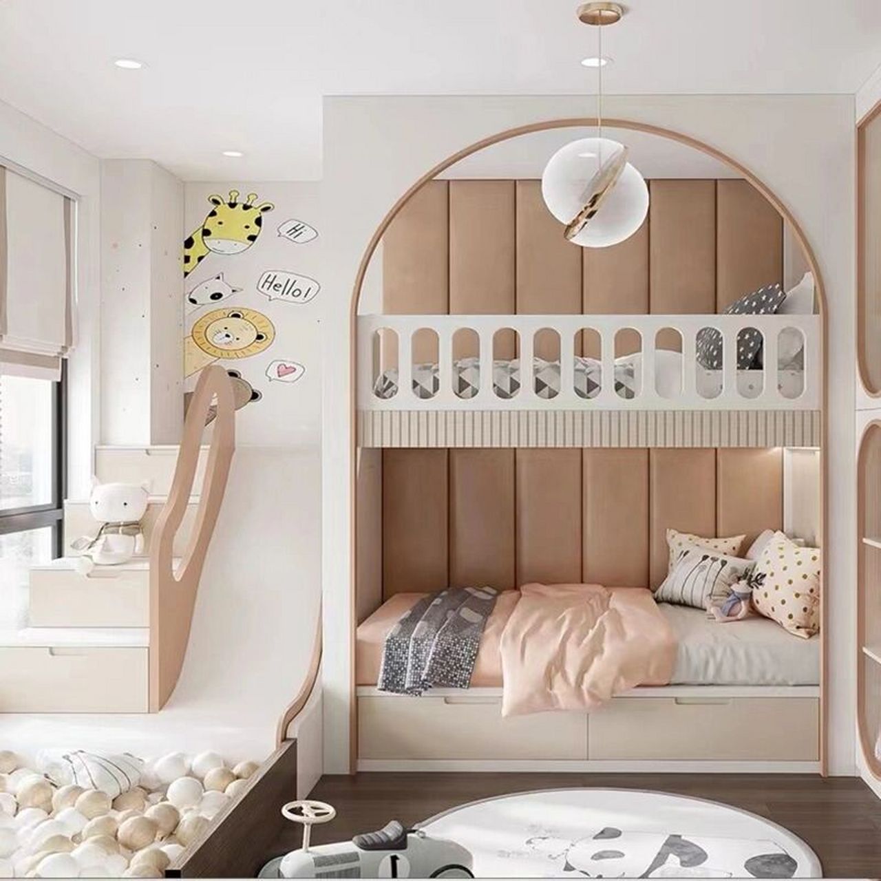 滑梯柜梯双设计儿童床,可以自己丰富休闲区 双层儿童床带滑梯是比较