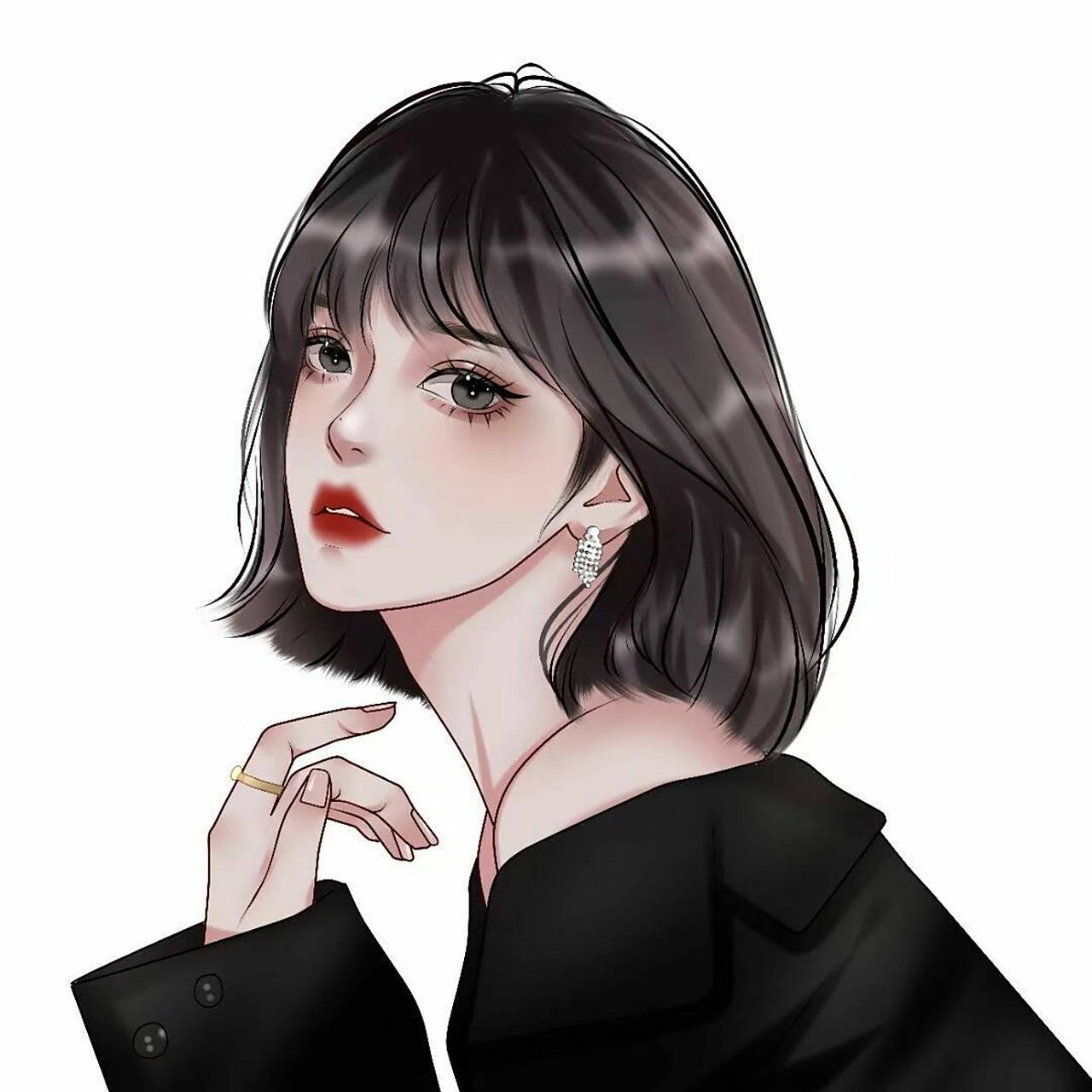 高冷女神范,短发女孩,温柔可爱女头像,插画头像,ipad画画,动漫女人物