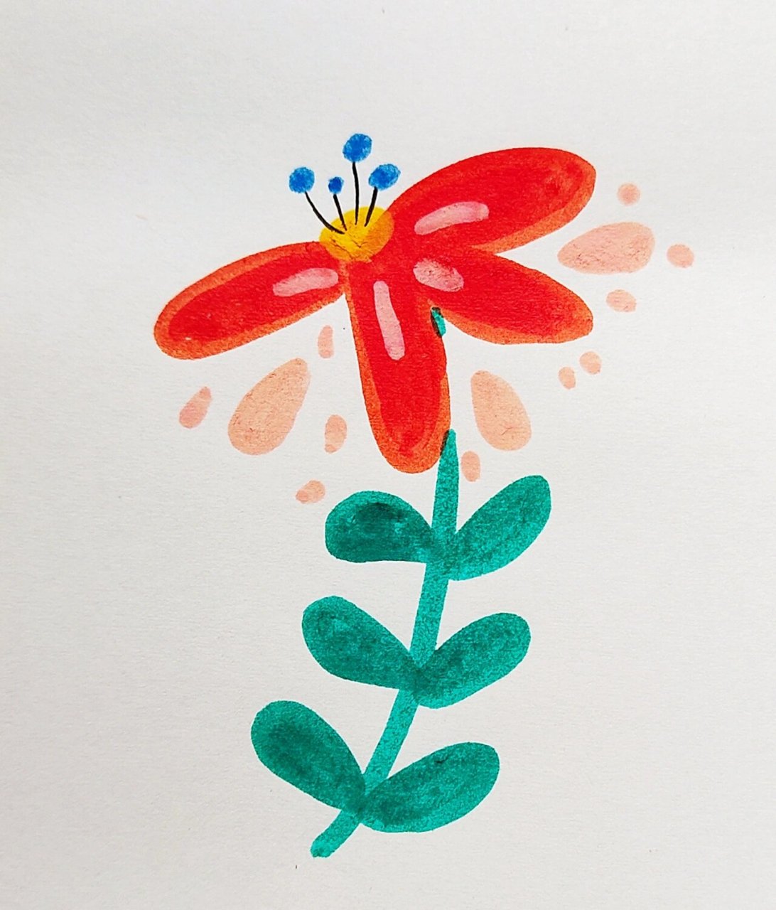 丙烯马克笔简笔画 丙烯马克笔手绘简笔画之花卉系列,打卡第四十六天.