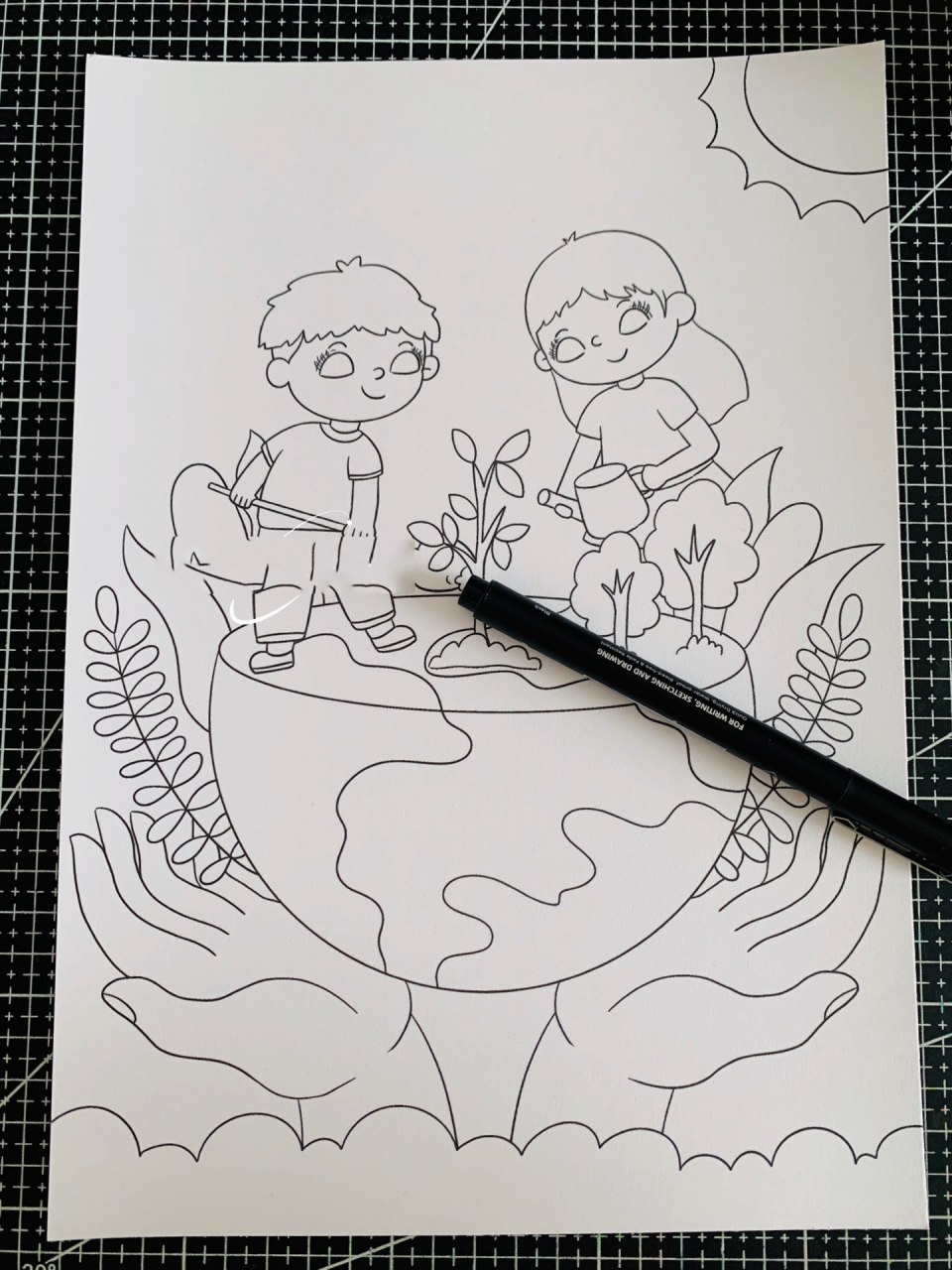 爱绿护绿,植树节绘画  🈶️线稿电子版🉑️定制(私信留言)