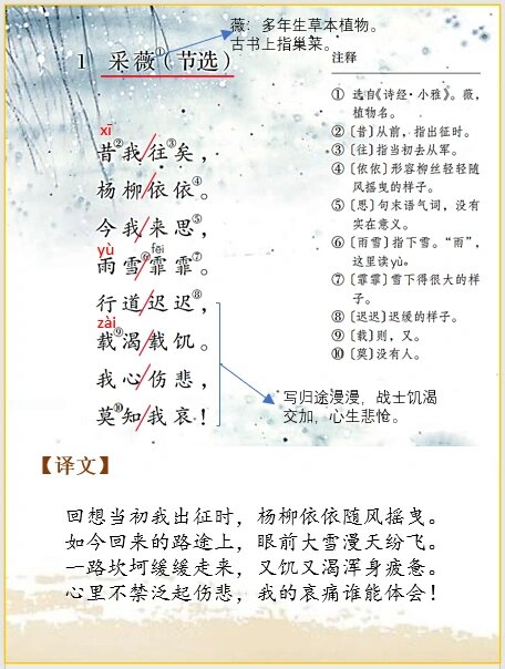 六下语文 | 古诗词解析《采薇(节选