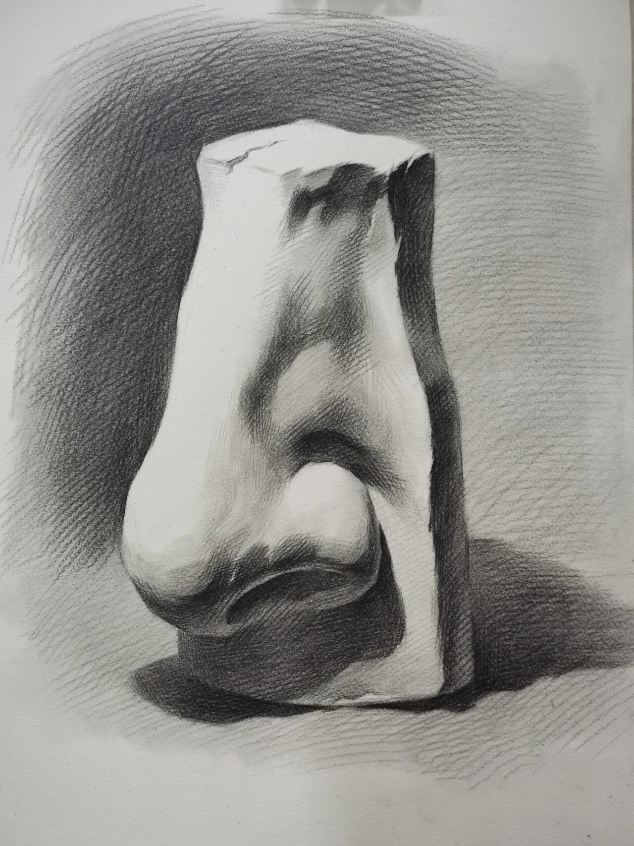 素描静物单个塑造--石膏鼻子(内含步骤图)