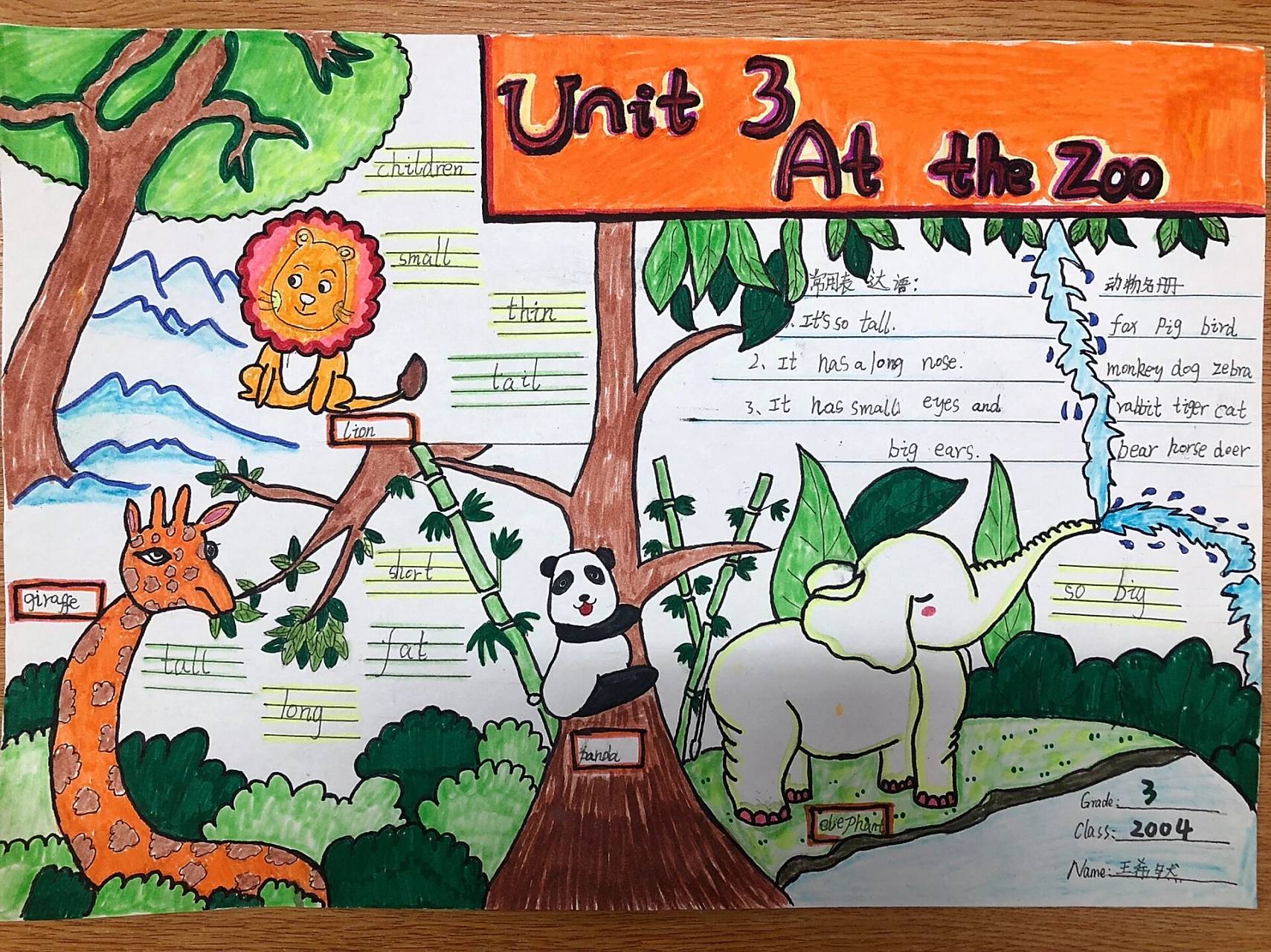 pep小学英语三下unit3 at the zoo手抄报