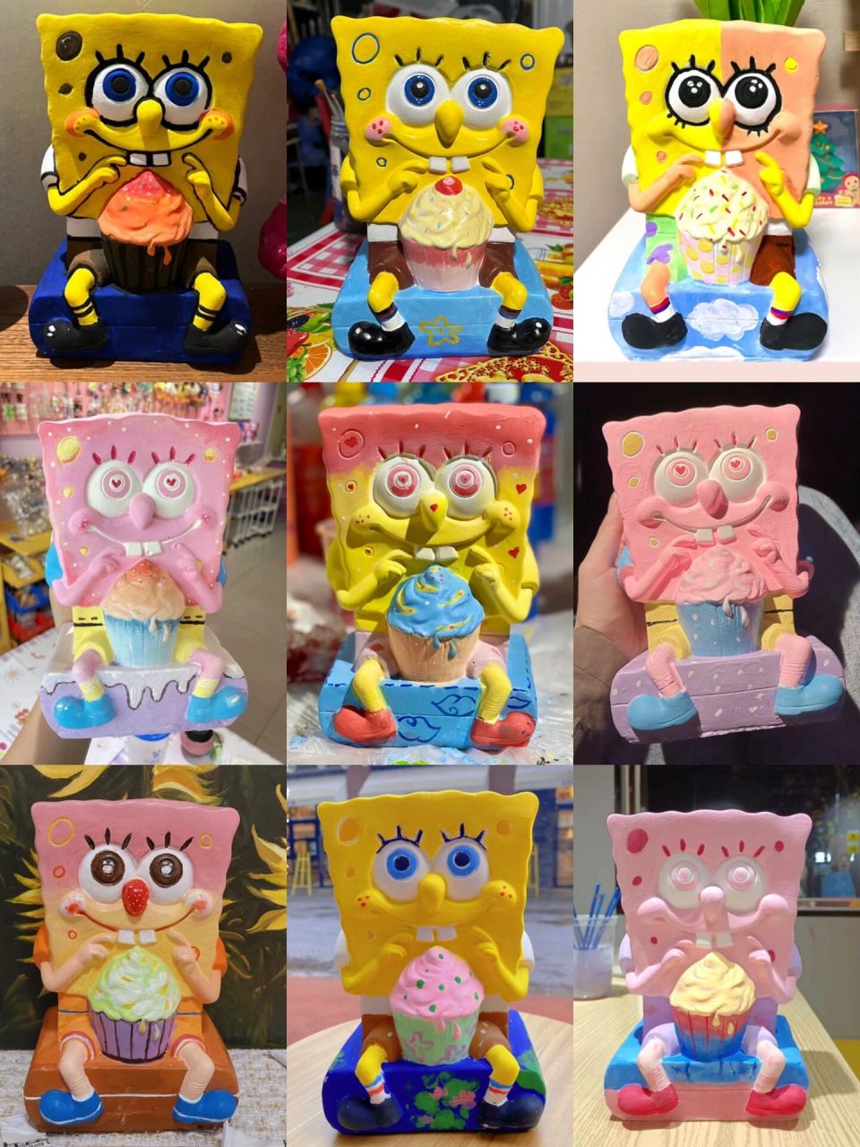 石膏娃娃～海绵宝宝(31) 石膏娃娃涂鸦,存钱罐,治愈又解压.