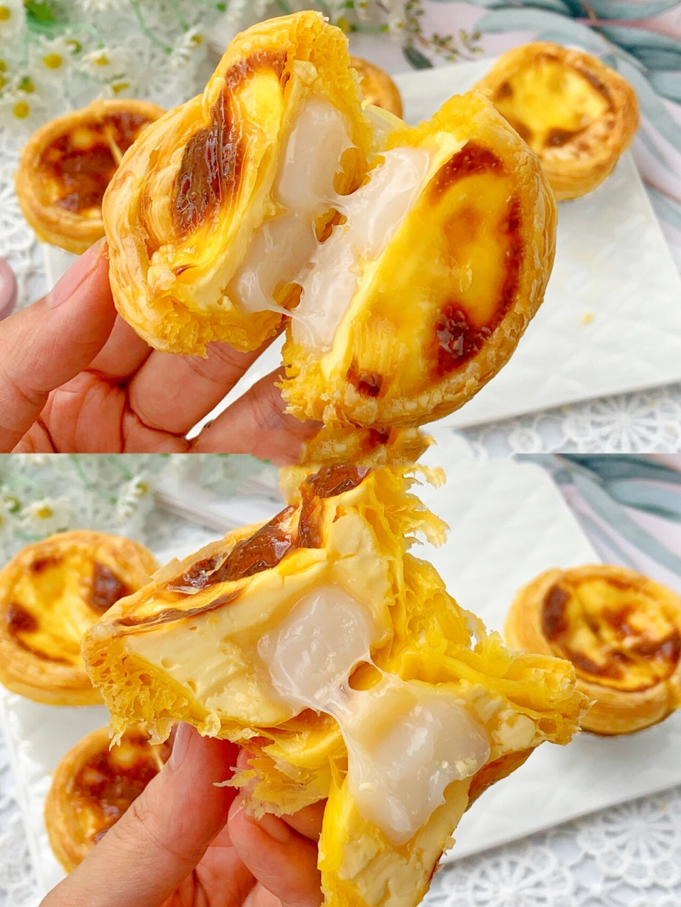 蛋挞花式新吃法7515一口拉丝麻薯蛋挞,敲好吃 哈喽,大家好呀75