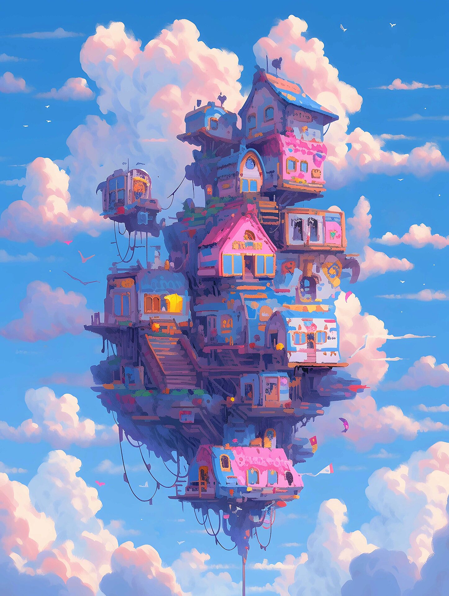 "梦幻空中房子|插画带你飞翔"