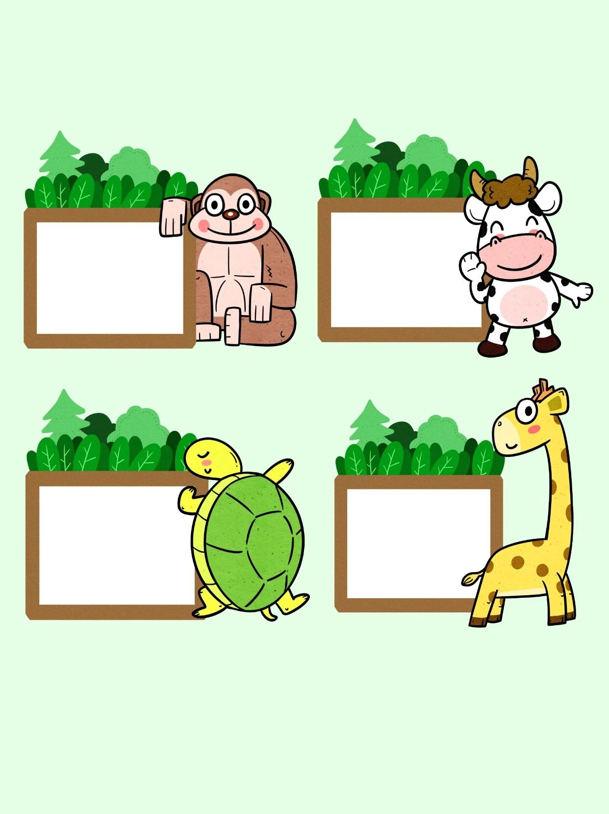 9090今天继续分享可可爱爱的卡通素材——卡通动物手举牌 -- 手