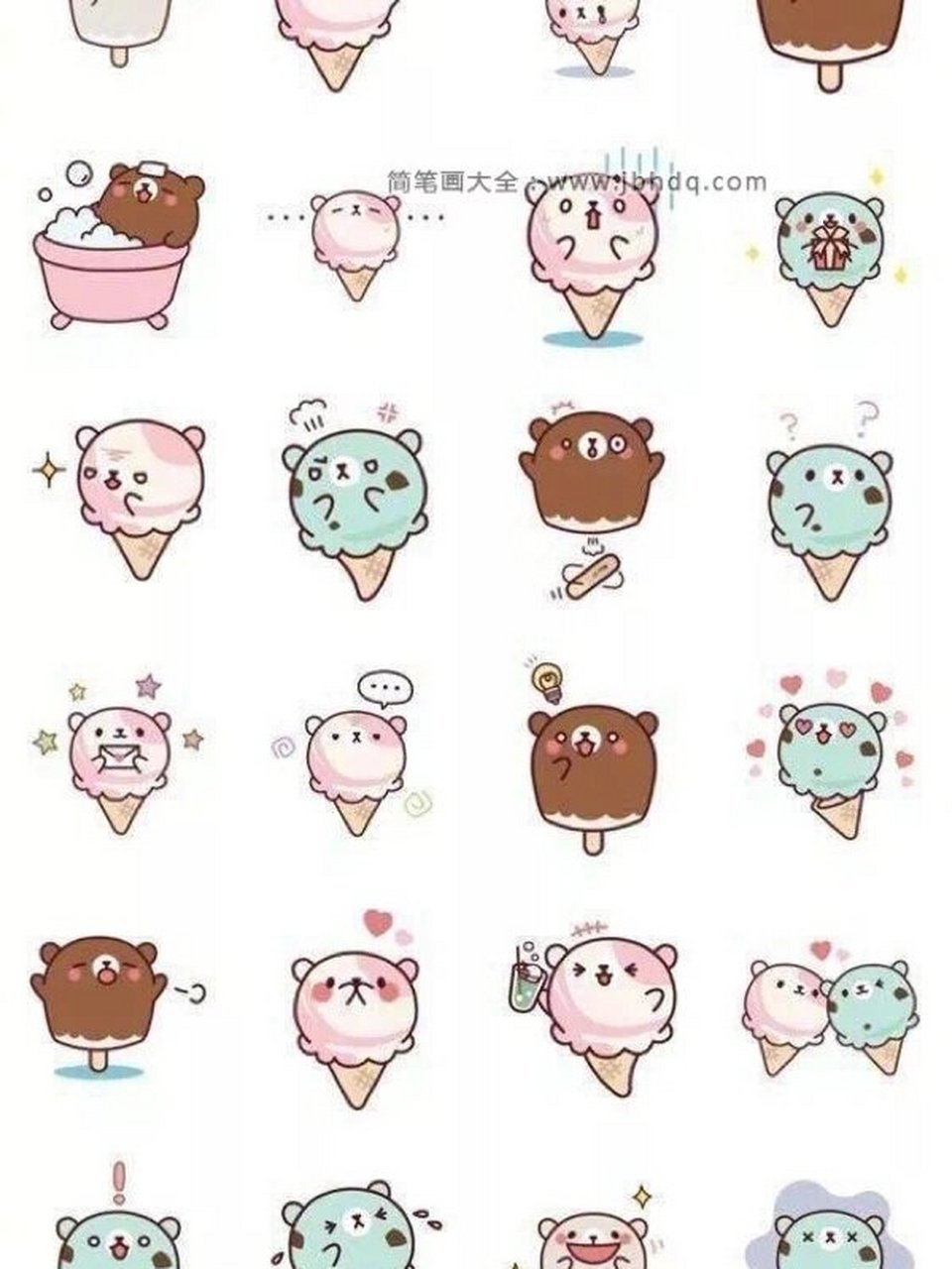 简笔画:动物表情包和简单动作. 图来自简笔画大全,图中有.