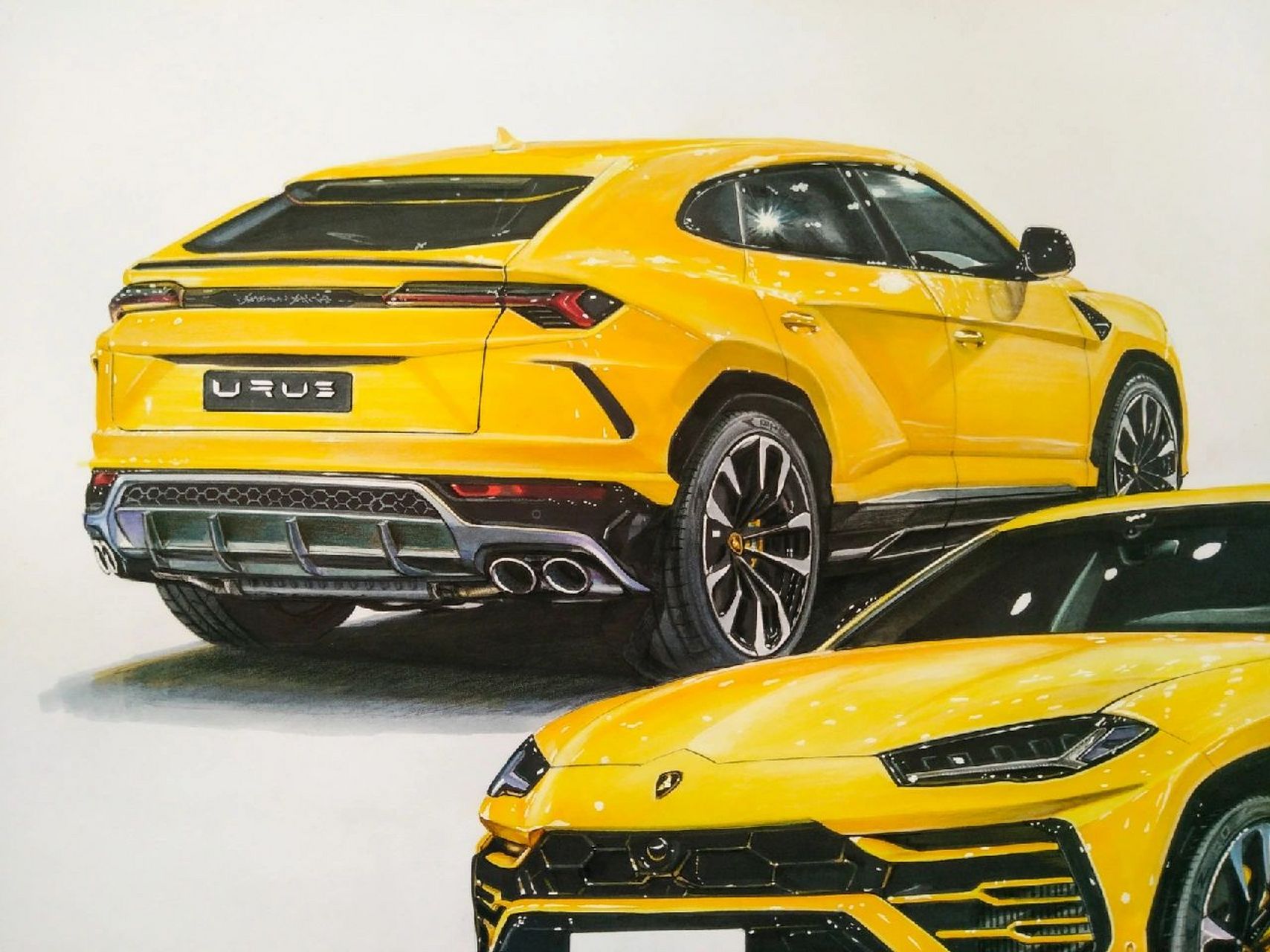 马克笔汽车手绘 兰博基尼 urus