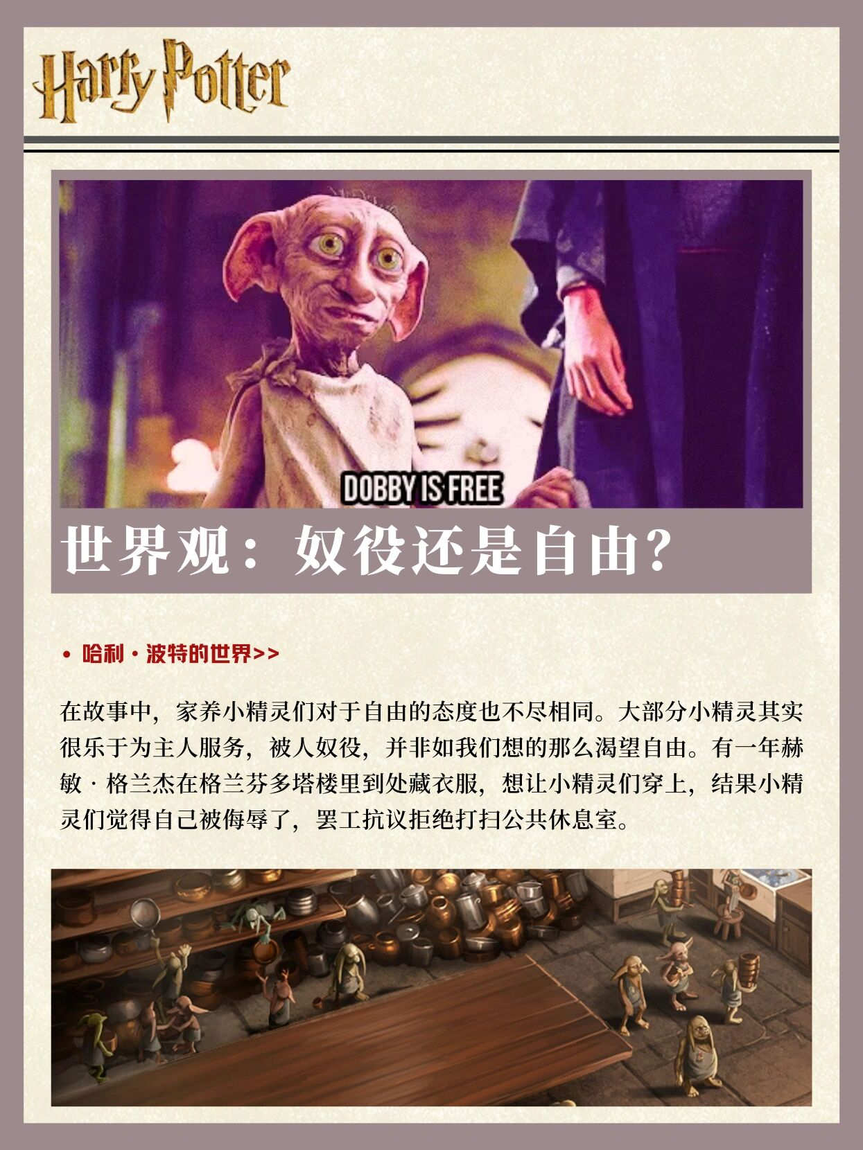 哈利波特科普95家养小精灵:给我钱,就翻 在《哈利·波特》系列故事