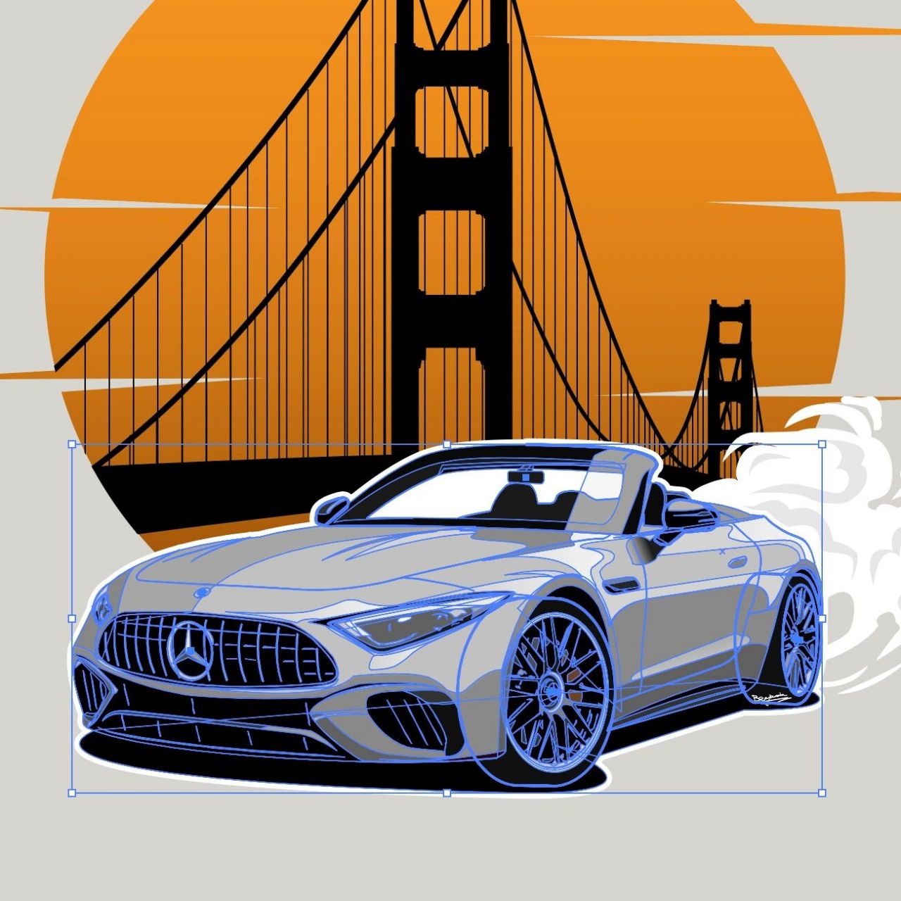 原创手绘汽车壁纸 奔驰amg sl63敞篷跑车 壁纸→右滑到底