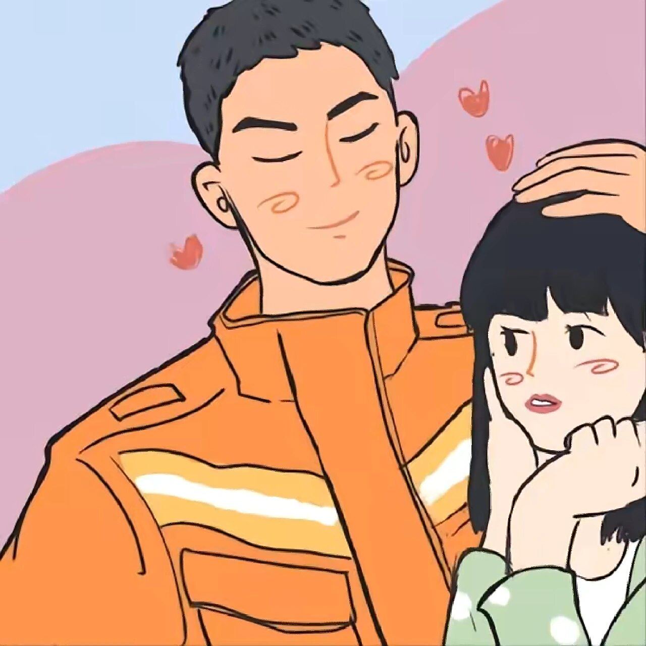 消防员情侣头像 #消防员# #护士# #蓝朋友# #消防员情侣头像