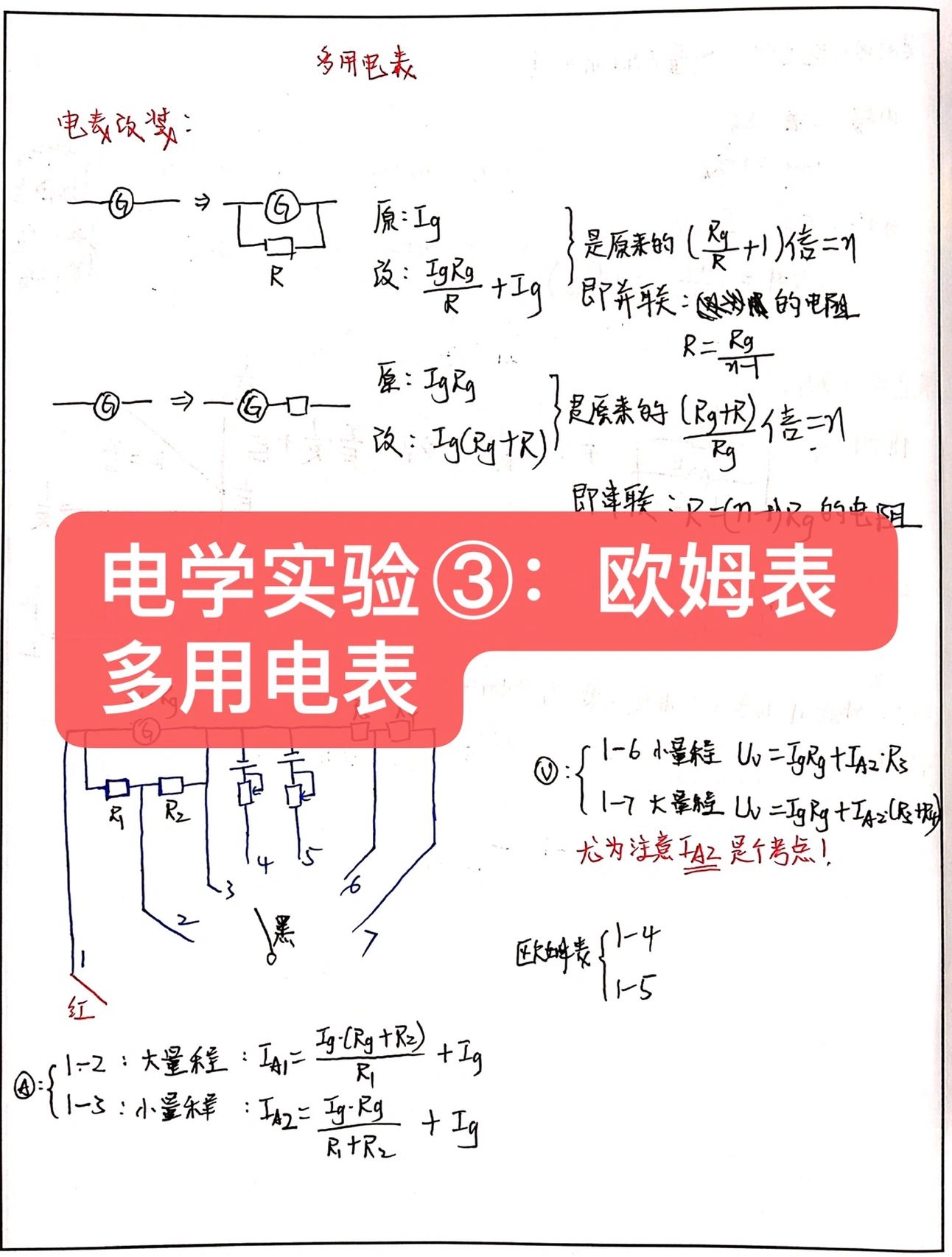 高中物理 | 电学实验③:欧姆表 多用电表