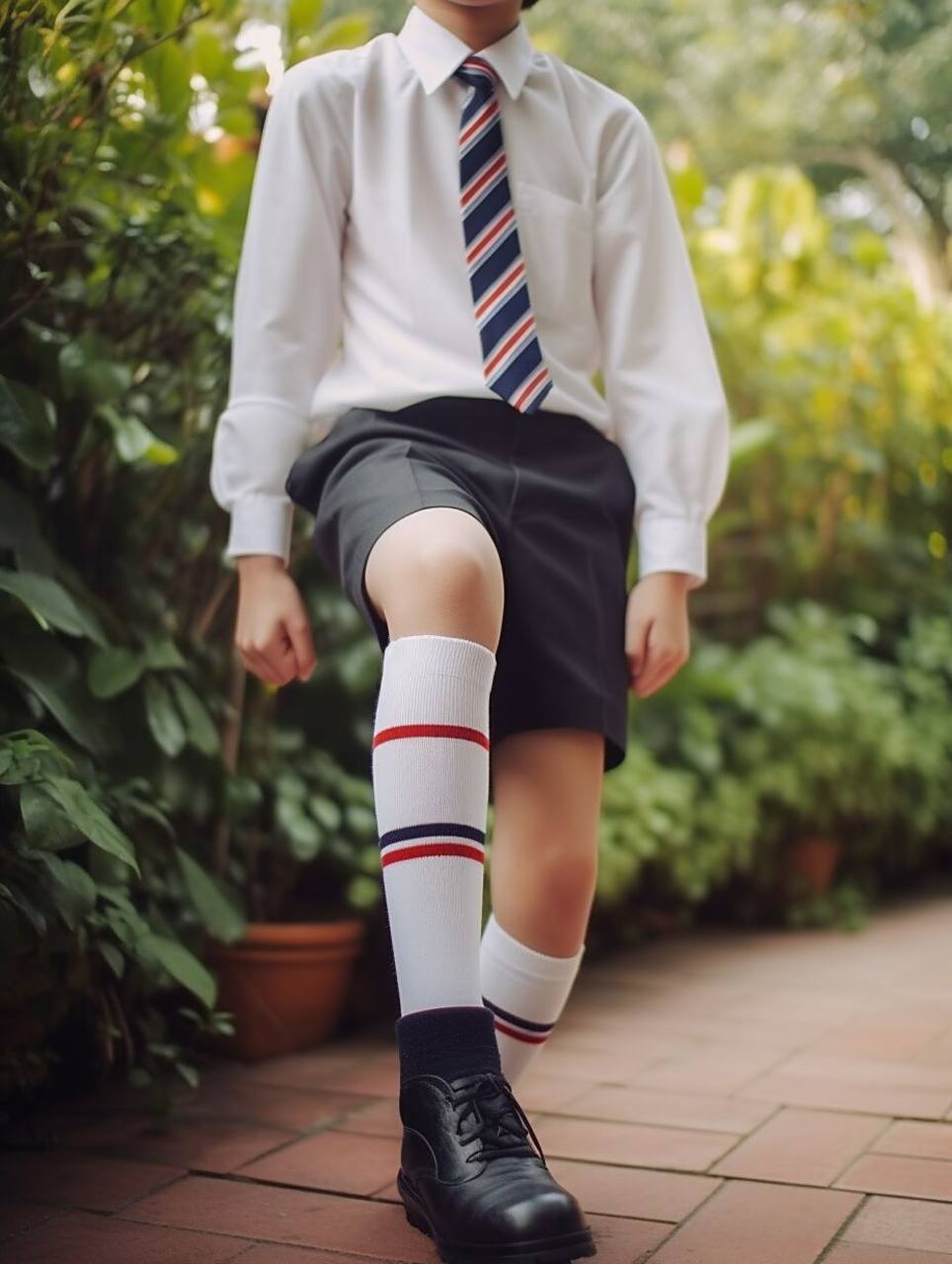 校园时尚新宠:长筒袜,校服与短裤的搭配 主打制服短裤长袜 这次特意加